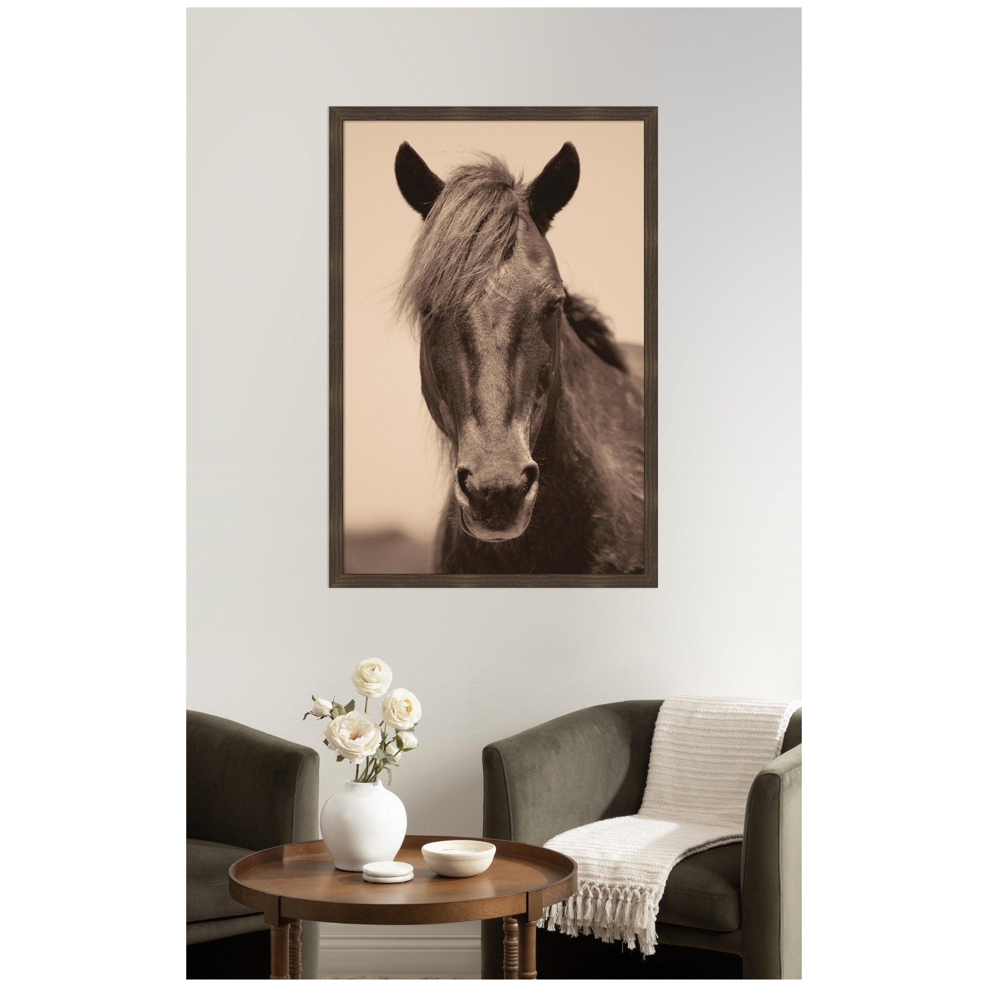 Kate And Laurel Equine Horse By Robert Cadloff Framed Wall Art Print