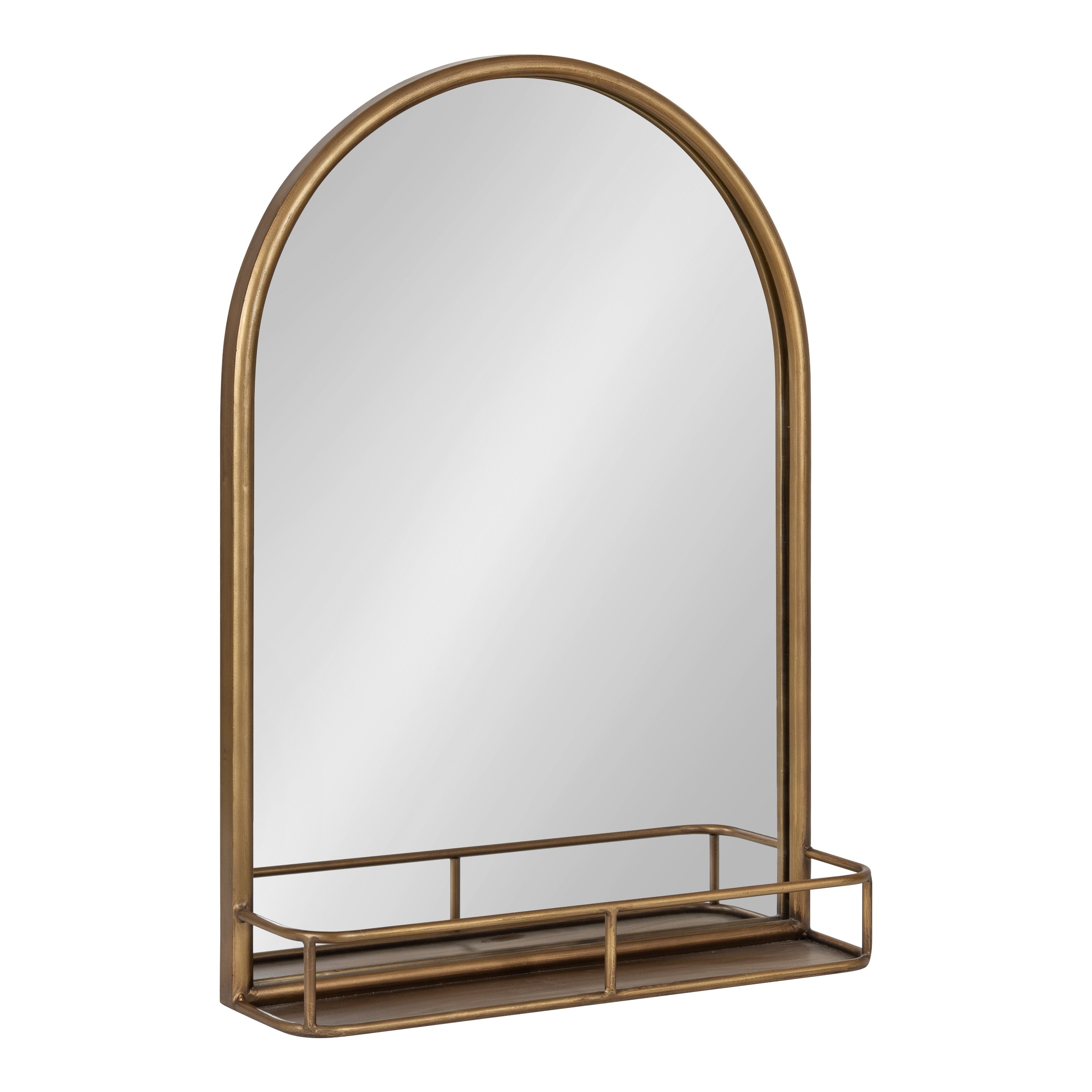 Kate And Laurel Estero Metal Framed Arch Wall Mirror With Shelf 20X28