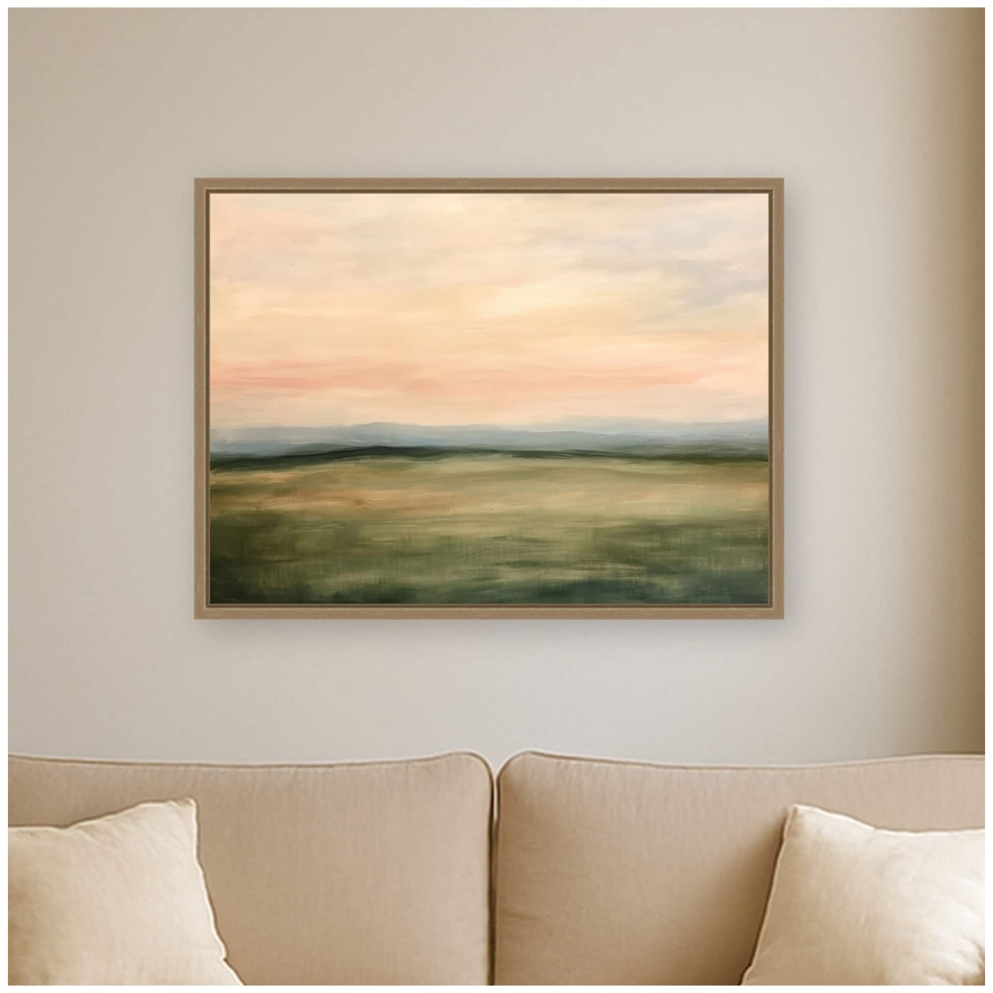 Kate And Laurel Evening Meadow By Amy Lighthall Framed Canvas Wall Art Print