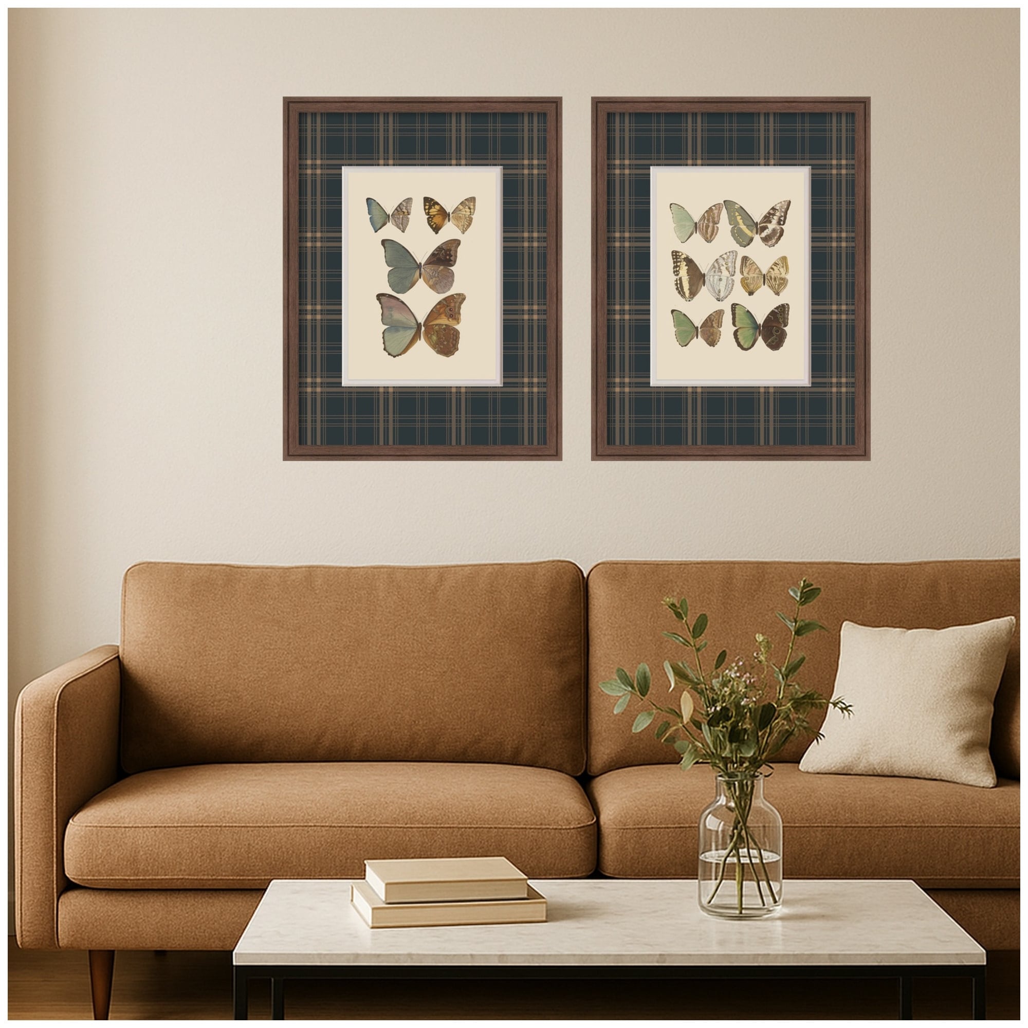 Kate And Laurel Exotische Schmetterlinge Butterfly 2 Piece Framed Wall Art Print Set By Nostalgia Prints