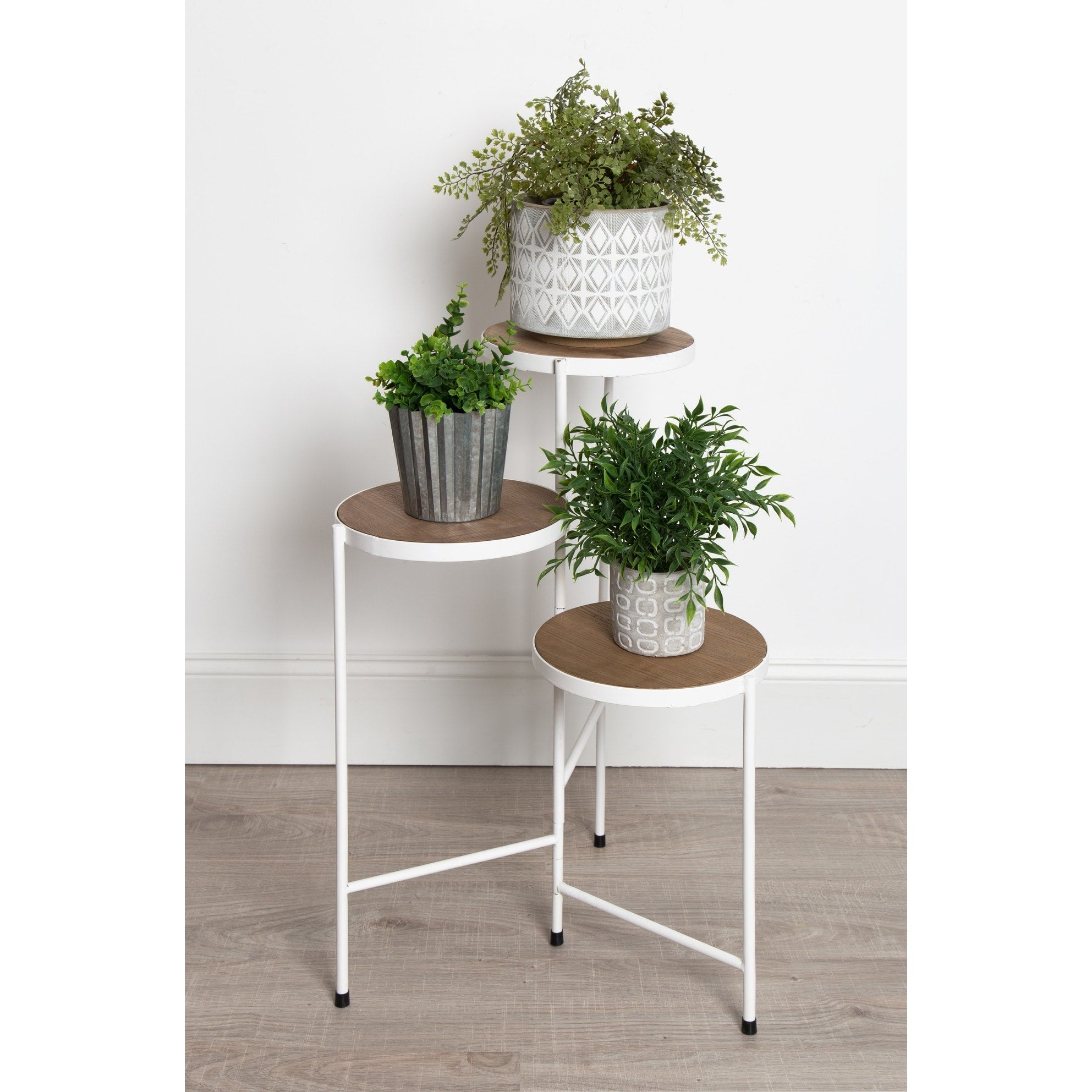 Kate And Laurel Fields Tri Level Metal And Wood Plant Stand