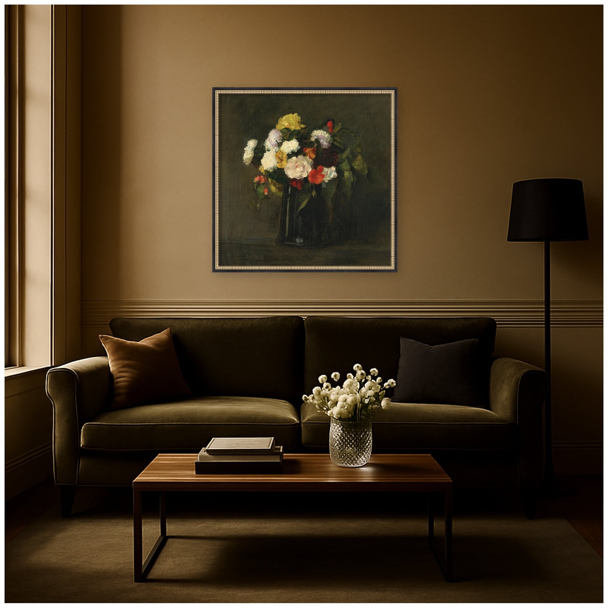 Kate And Laurel Fleurs 1861 Henri Fantin Latour By Nostalgia Prints Framed Mounted Canvas Wall Art Print