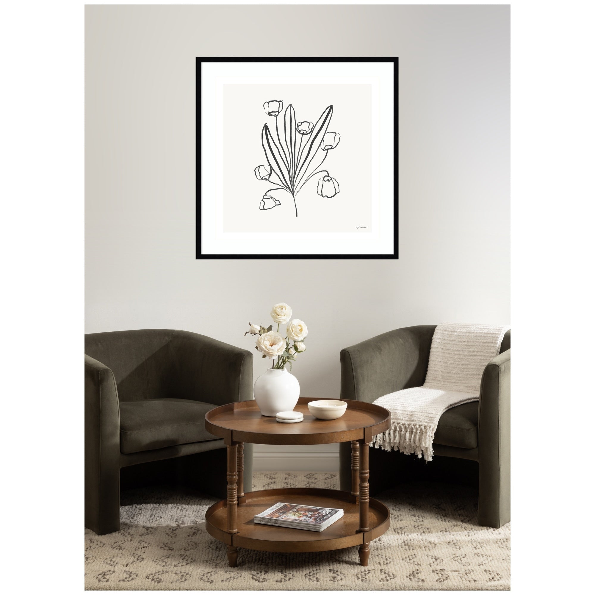Kate And Laurel Floral Bouquet By Gabrielly Guedes Framed Wall Art Print
