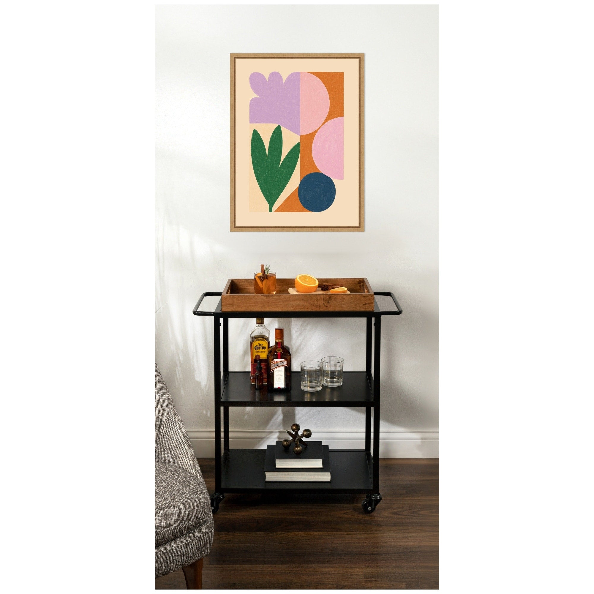 Kate And Laurel Flowers By Laura Moss Framed Canvas Wall Art Print