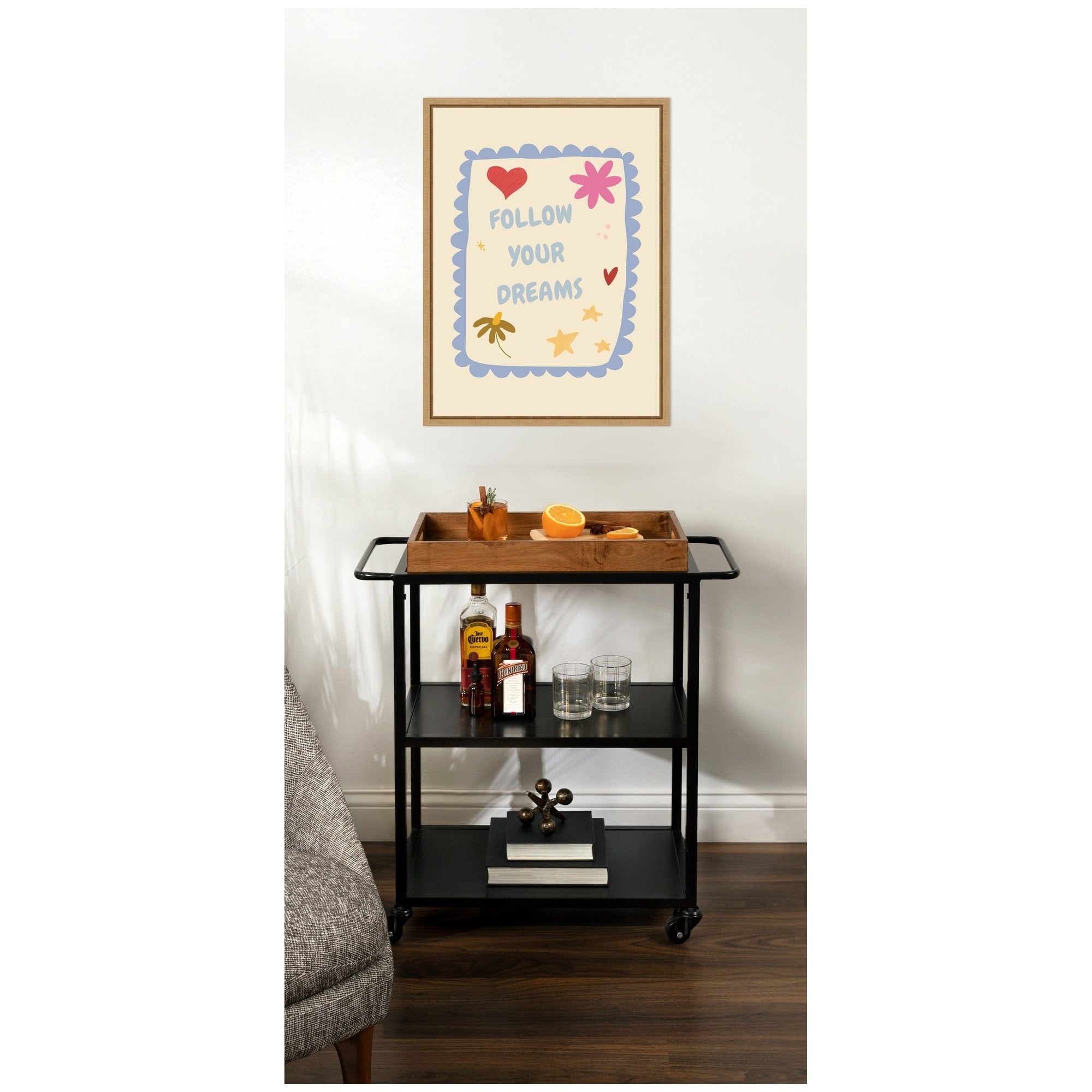 Kate And Laurel Follow Your Dreams By Laura Moss Framed Canvas Wall Art Print