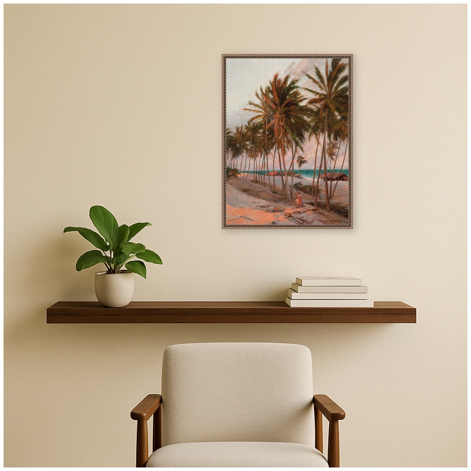 Kate And Laurel Fortaleza Beach Aurelio Figueiredo By Nostalgia Prints Framed Canvas Wall Art Print