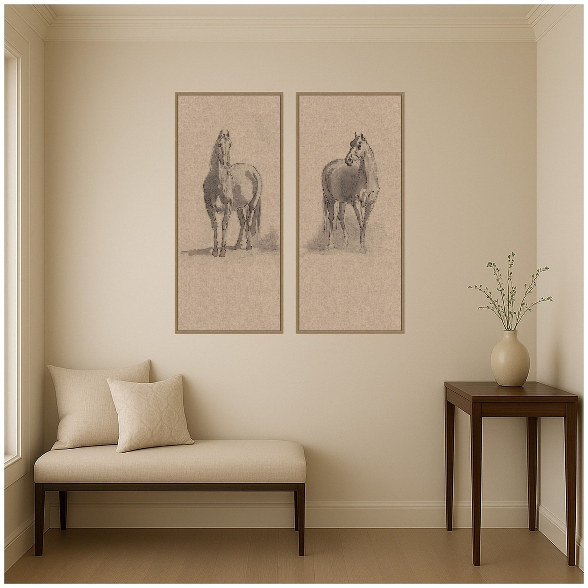 Kate And Laurel Forty Three Studies Of Horses And Riders 2 Piece Framed Canvas Wall Art Set By Nostalgia Prints