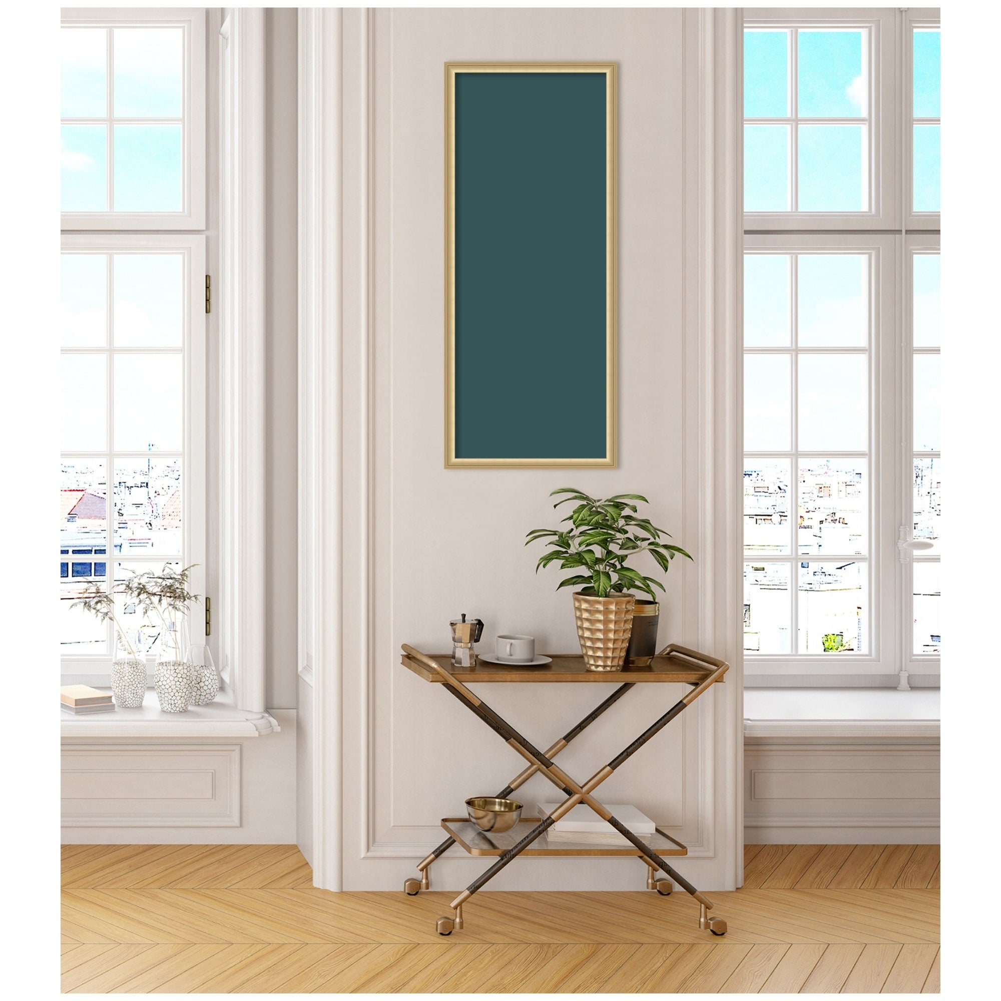 Kate And Laurel Framed Fabric Pinboard Deep Sea Teal Wall Organization