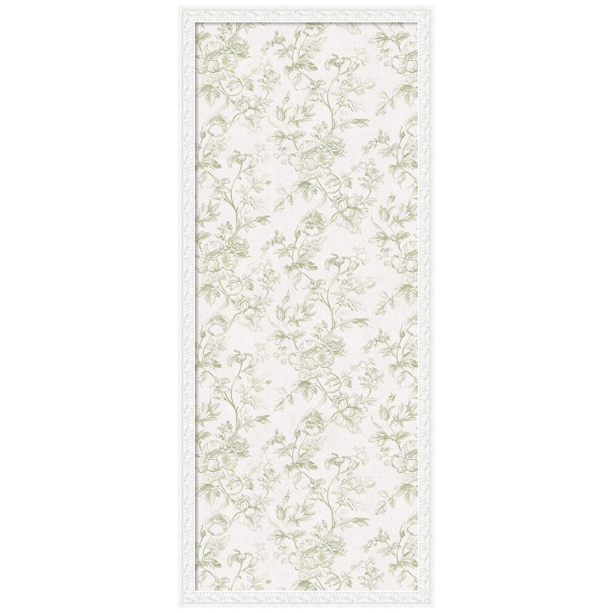 Kate And Laurel Framed Fabric Pinboard Green And White Floral Toile Printed Bulletin Board