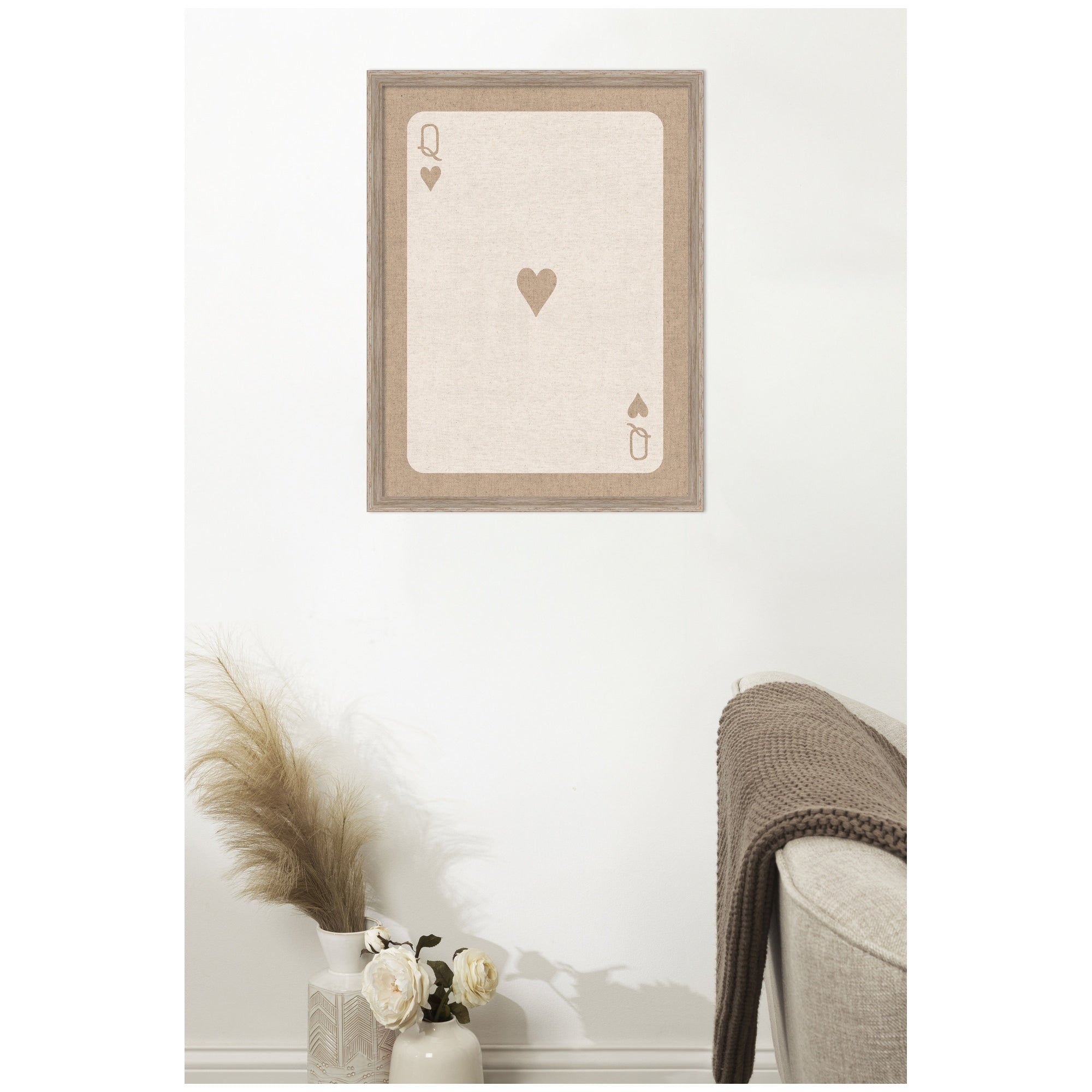 Kate And Laurel Framed Fabric Pinboard Queen Of Hearts Linen Texture Wall Organization