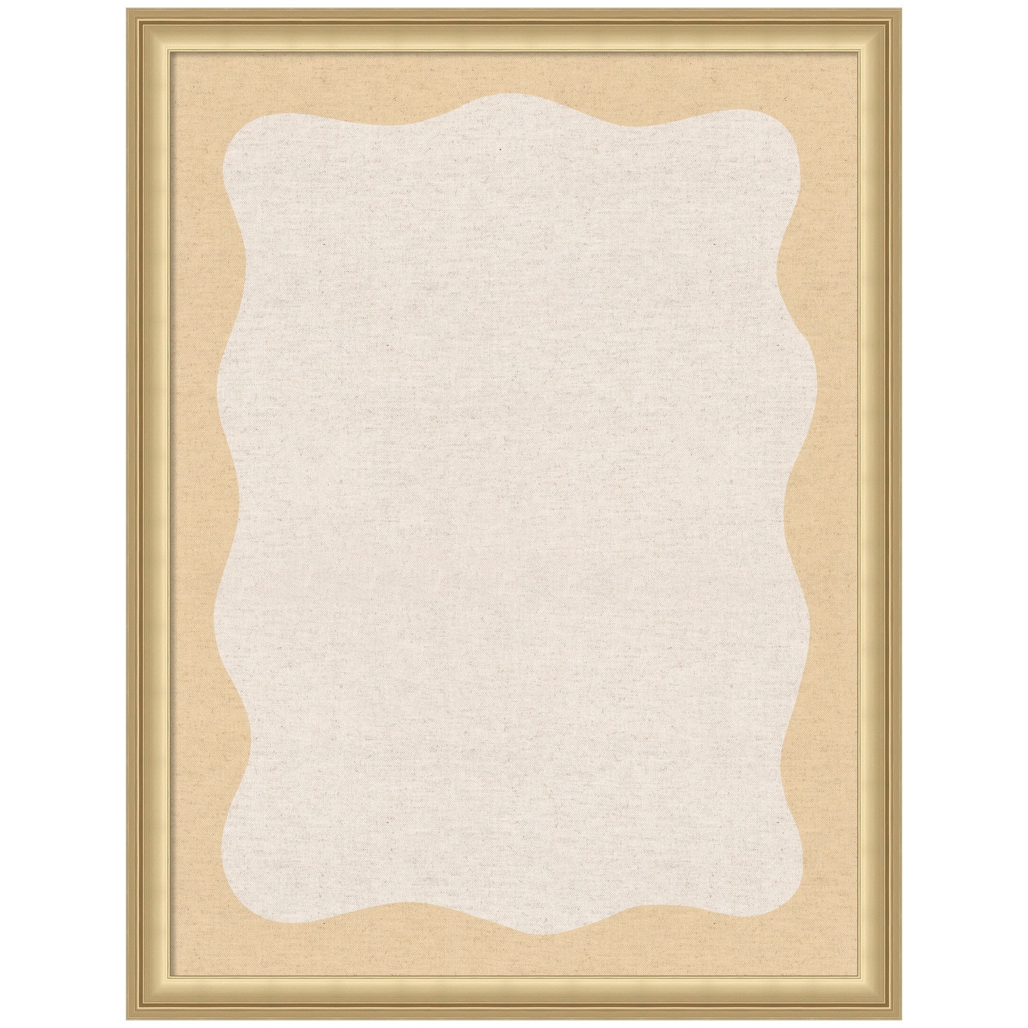 Kate And Laurel Framed Fabric Pinboard Wavy Neutral Linen And Yellow Wall Organization