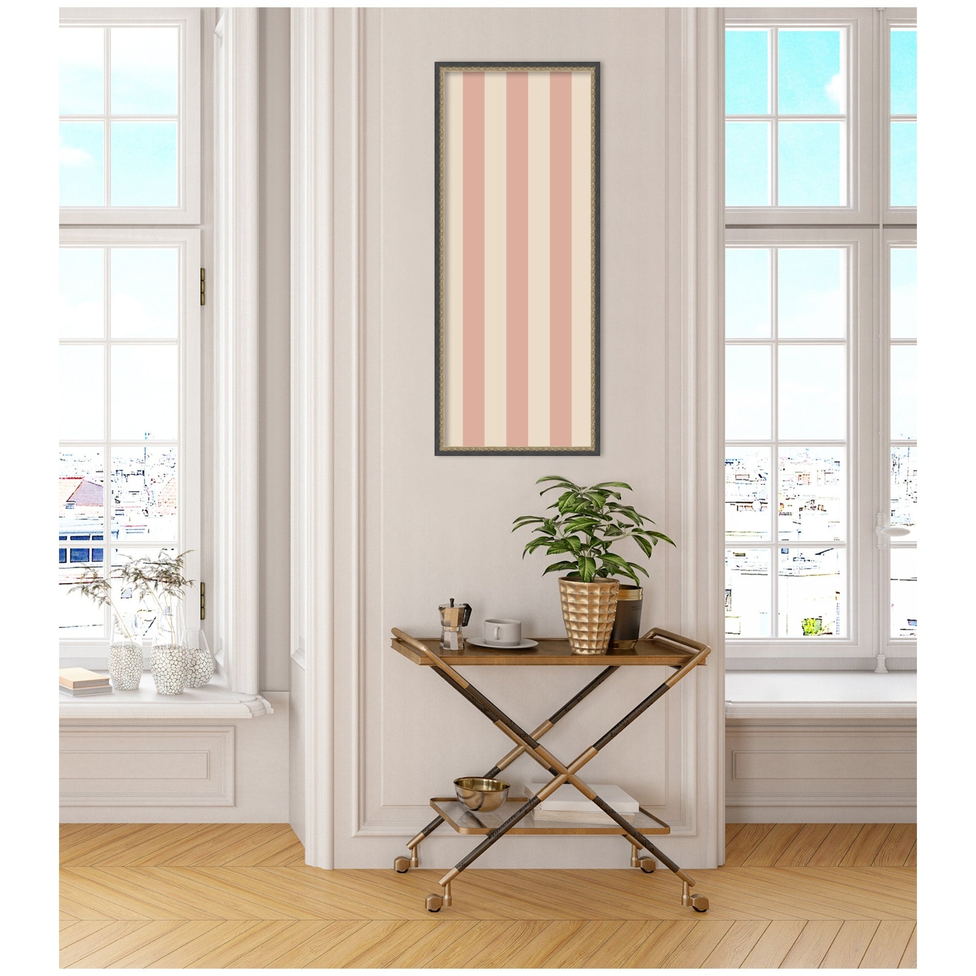 Kate And Laurel Framed Fabric Pinboard Wide Stripes Pink Wall Organization