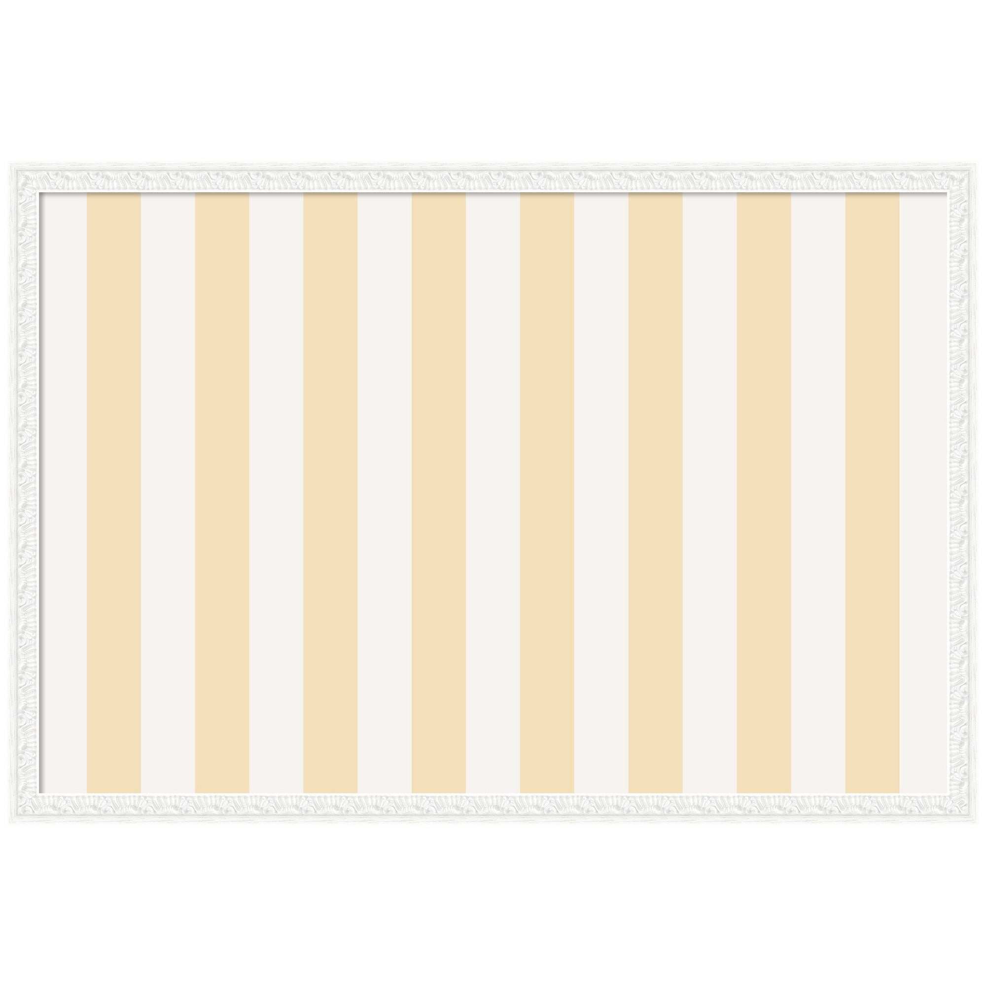 Kate And Laurel Framed Fabric Pinboard Wide Stripes Yellow Wall Organization