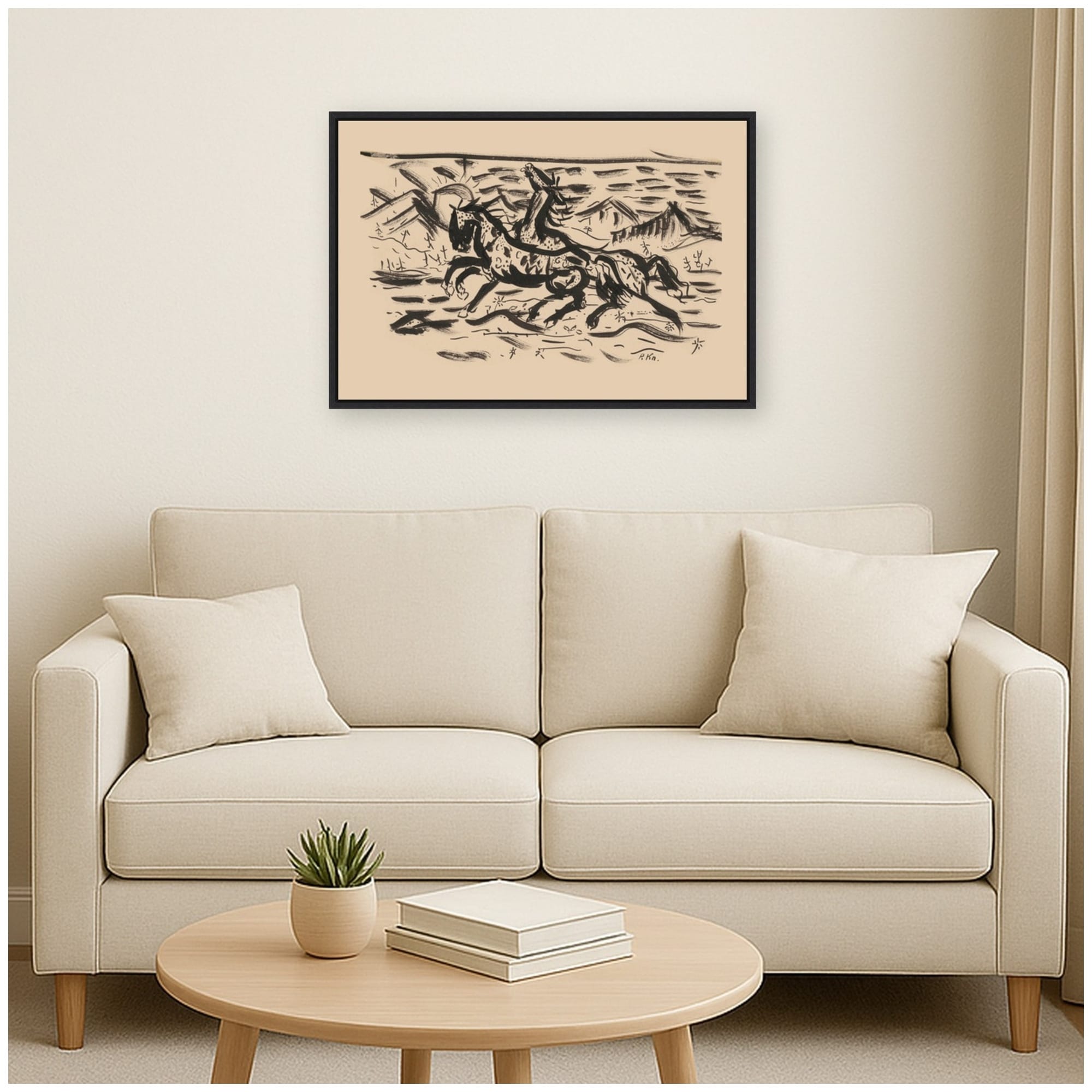 Kate And Laurel Galloping Horses Arnold Peter Weisz Kubincan By Nostalgia Prints Framed Canvas Wall Art Print