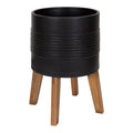 Kate And Laurel Gavri Grey Metal Container Wood Stand Farmhouse Style Planter