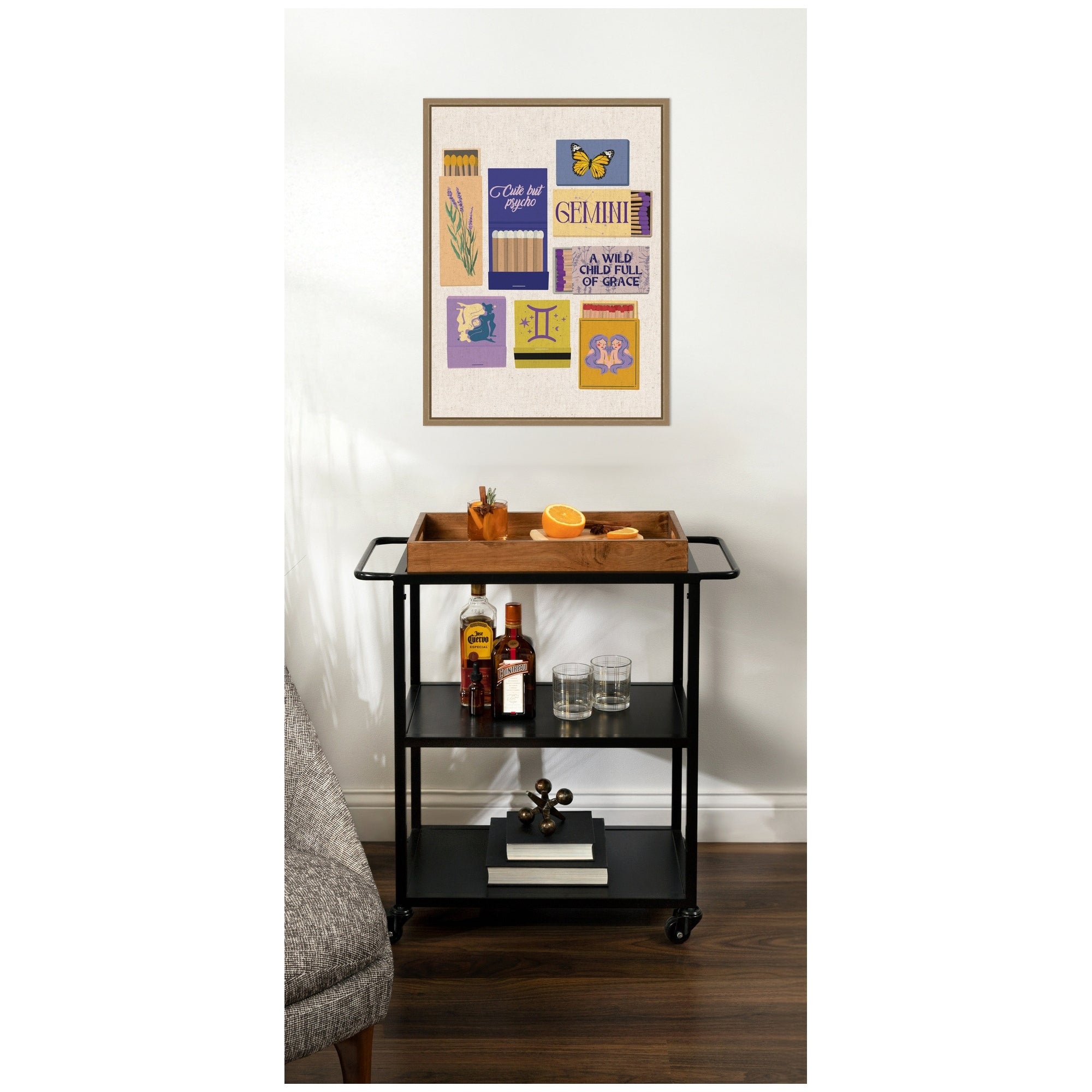 Kate And Laurel Gemini Matchbooks Linen Fc By Megan Ryan Framed Canvas Wall Art Print