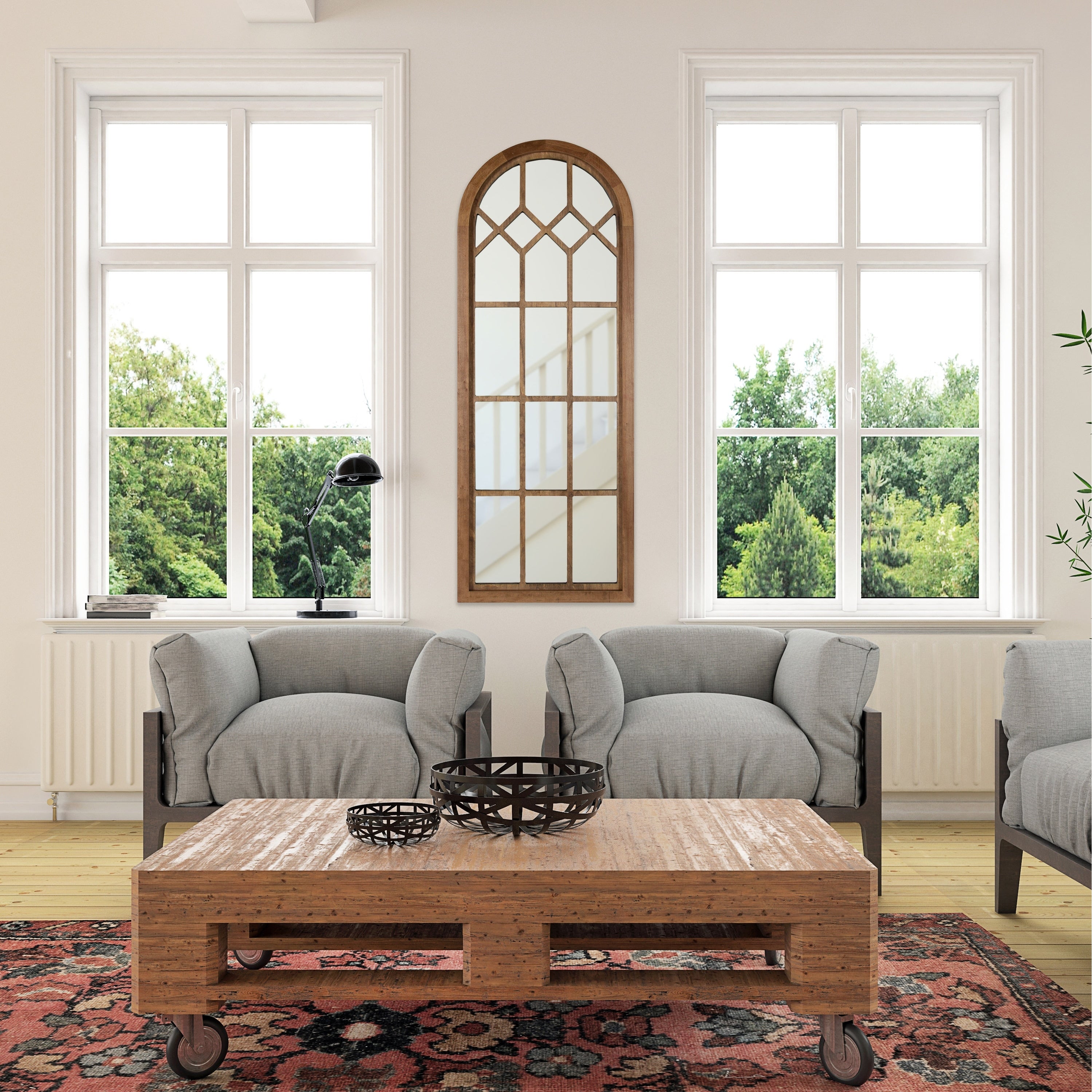Kate And Laurel Gilcrest Windowpane Framed Mirror 18X47