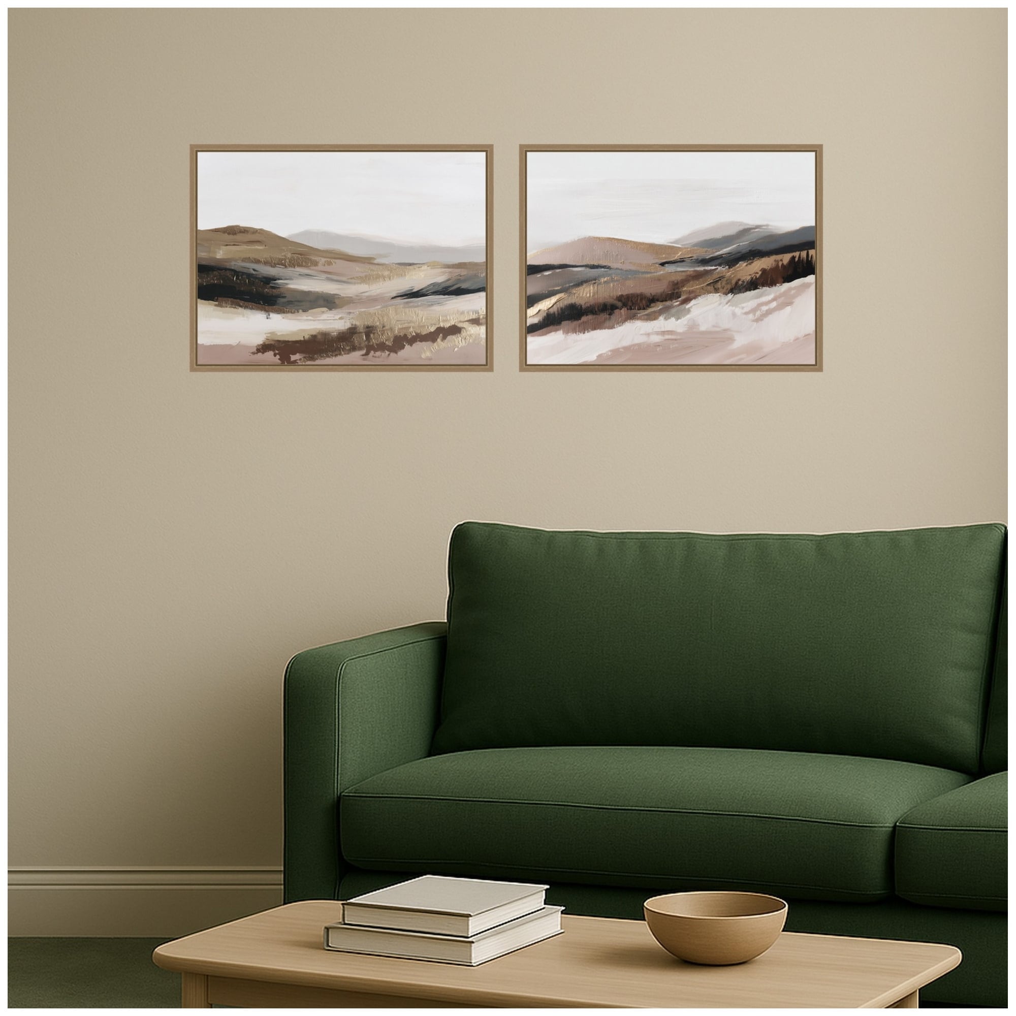 Kate And Laurel Golden Mountainside I Ii 2 Piece Framed Canvas Wall Art Set By Amy Lighthall