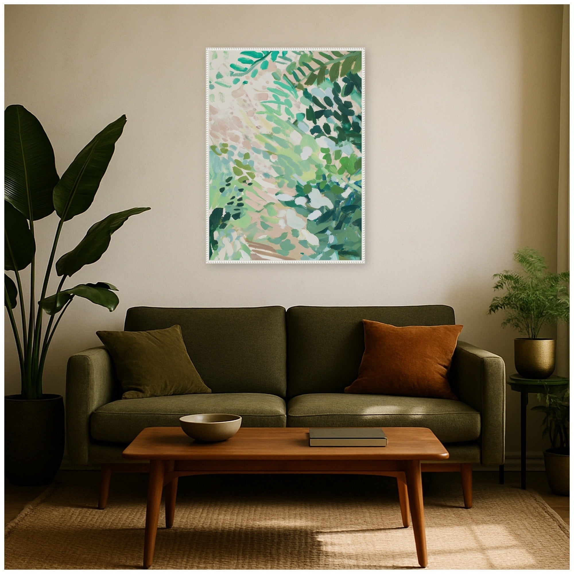 Kate And Laurel Greenery I By Amy Lighthall Framed Canvas Wall Art Print