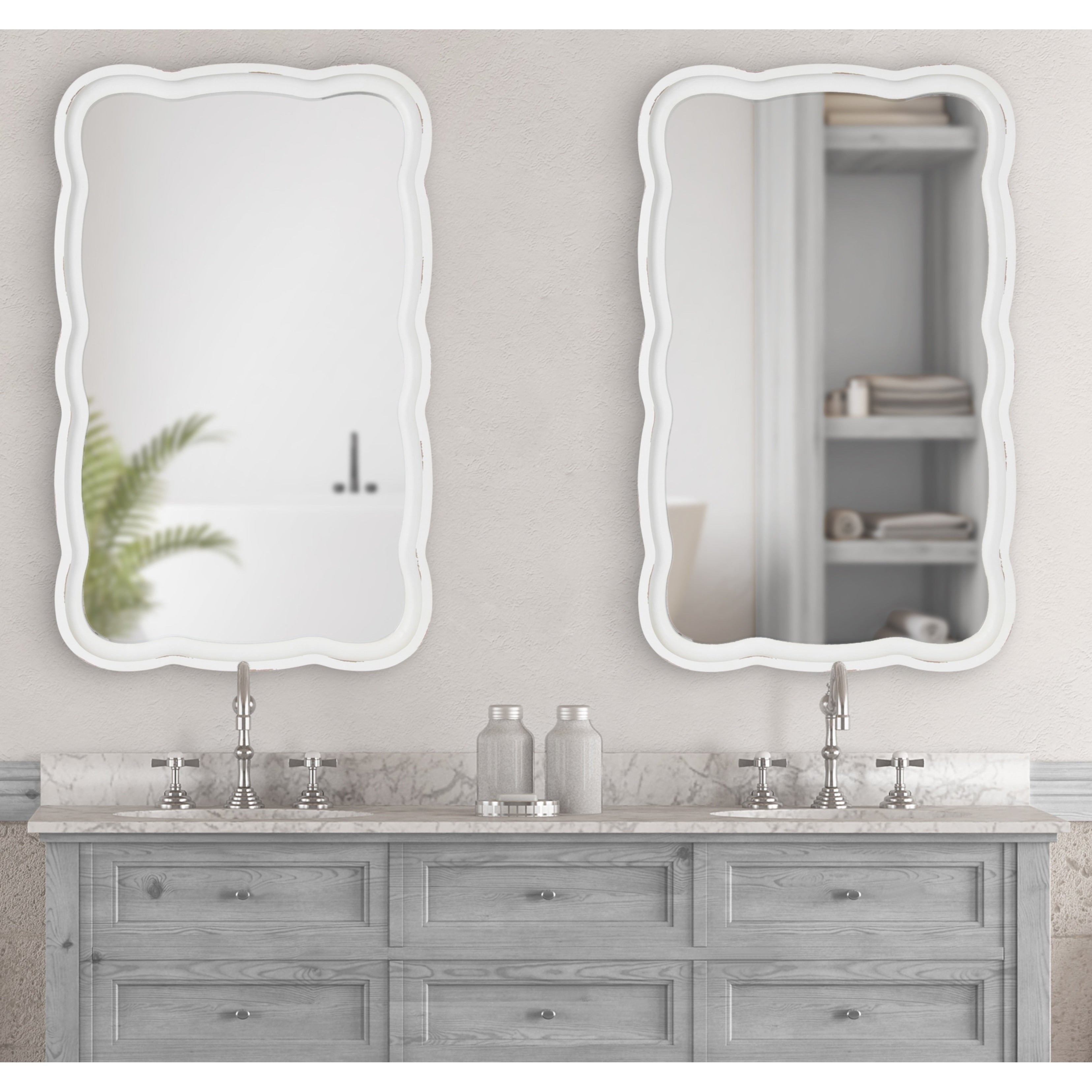 Kate And Laurel Hatherleigh Scallop Rustic Brown Wood Wall Mirror