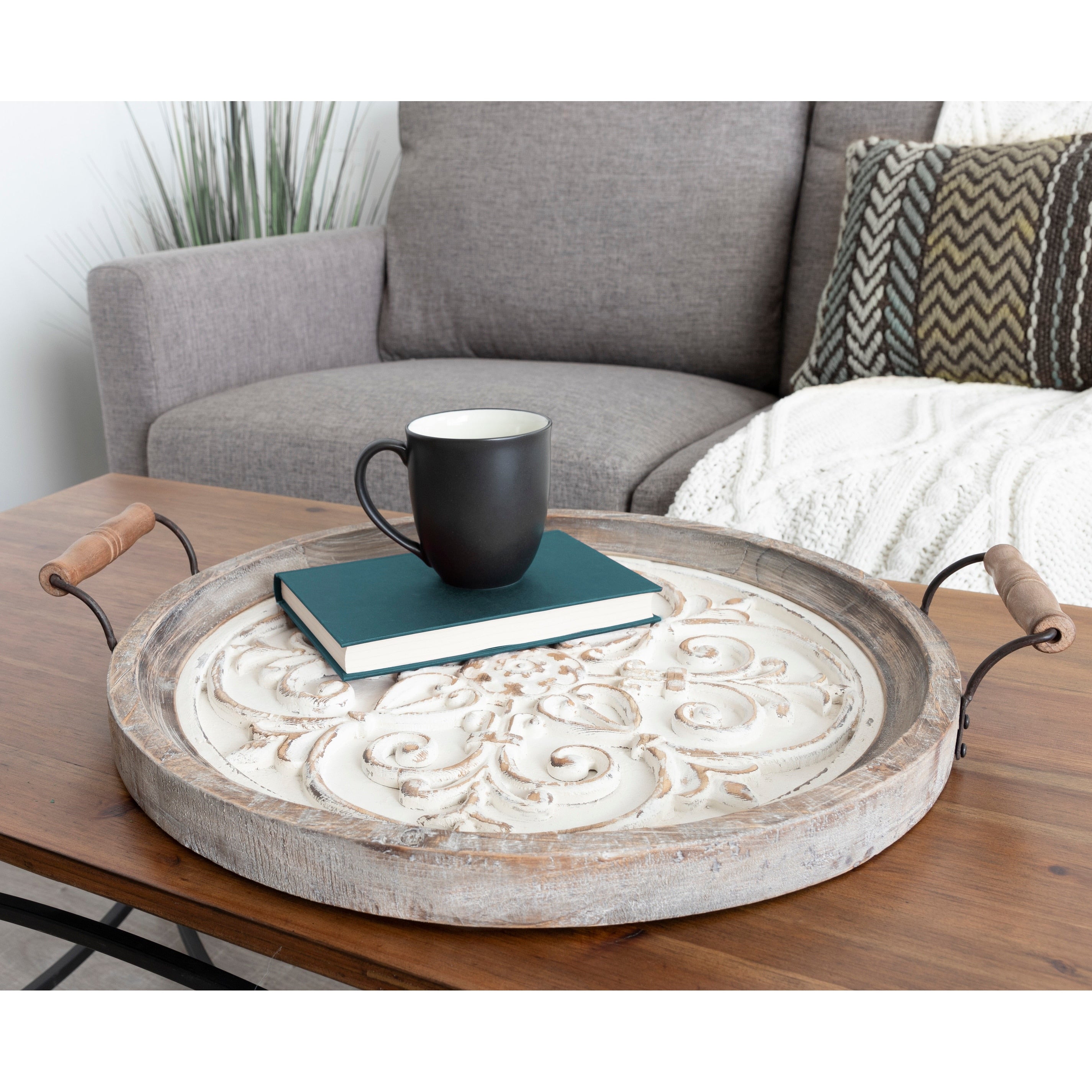 Kate And Laurel Hillrose Wood Decorative Tray 21X18