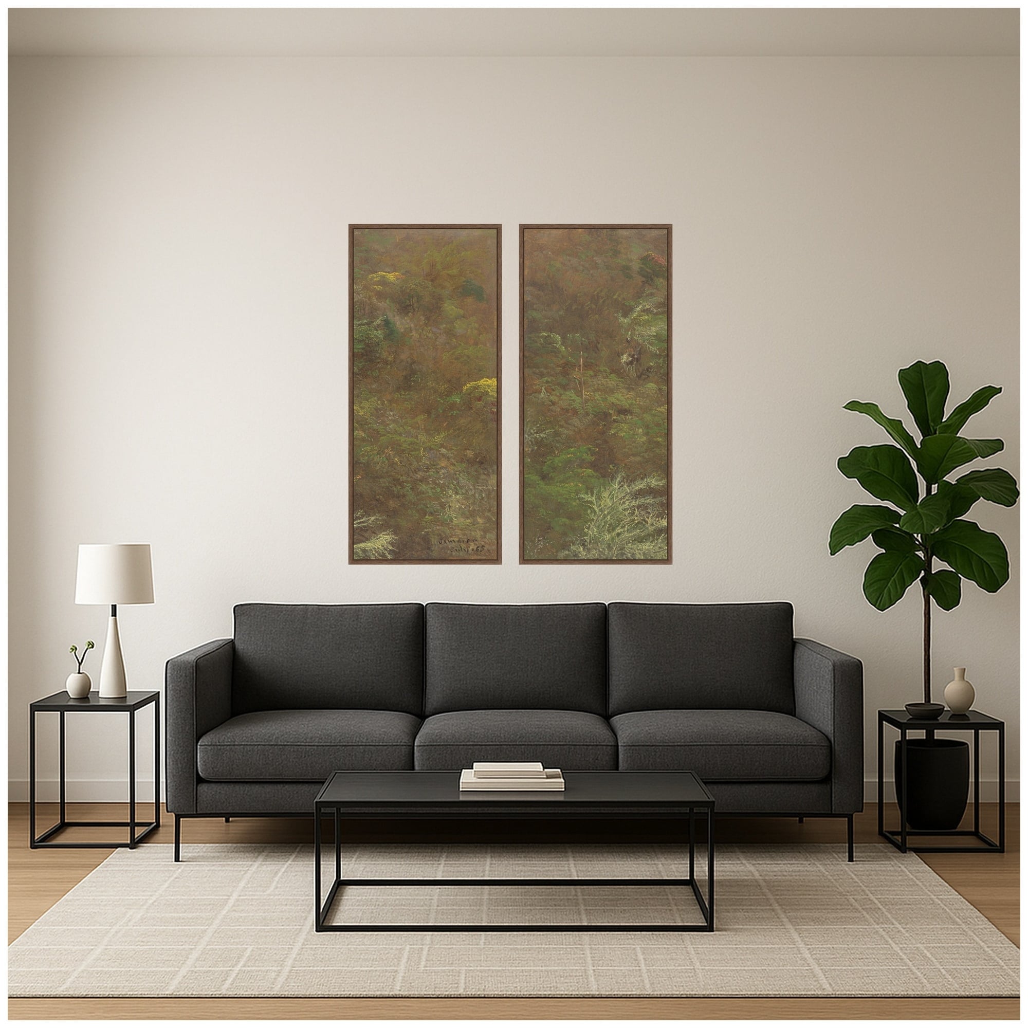 Kate And Laurel Hillside With Trees Framed Canvas Wall Art Set By The Smithsonian American Art Museum