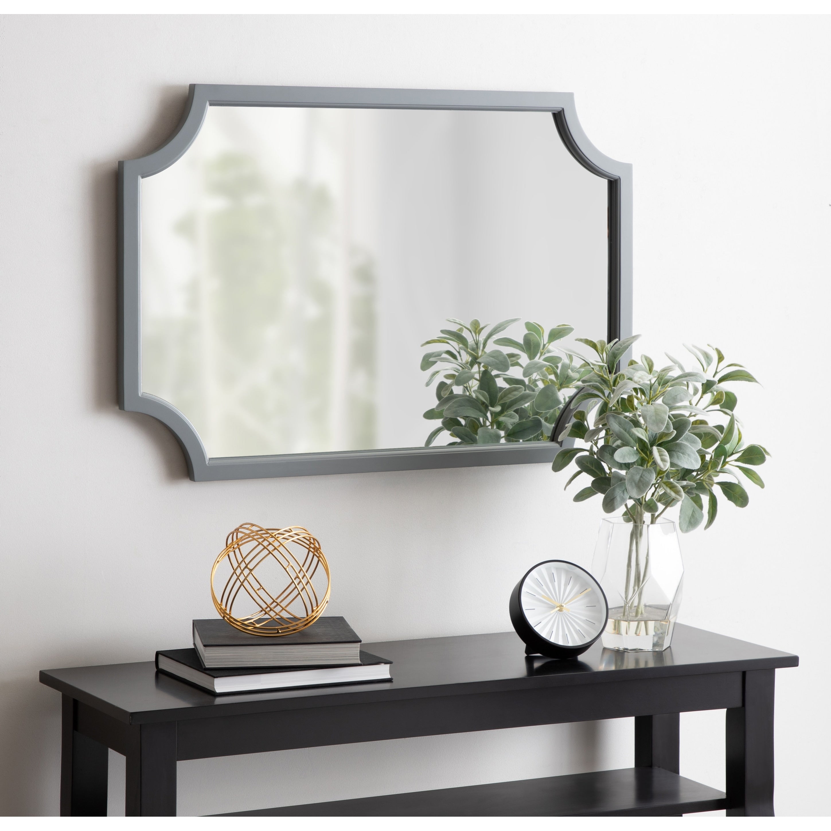 Kate And Laurel Hogan Wood Framed Mirror With Scallop Corners 24X36