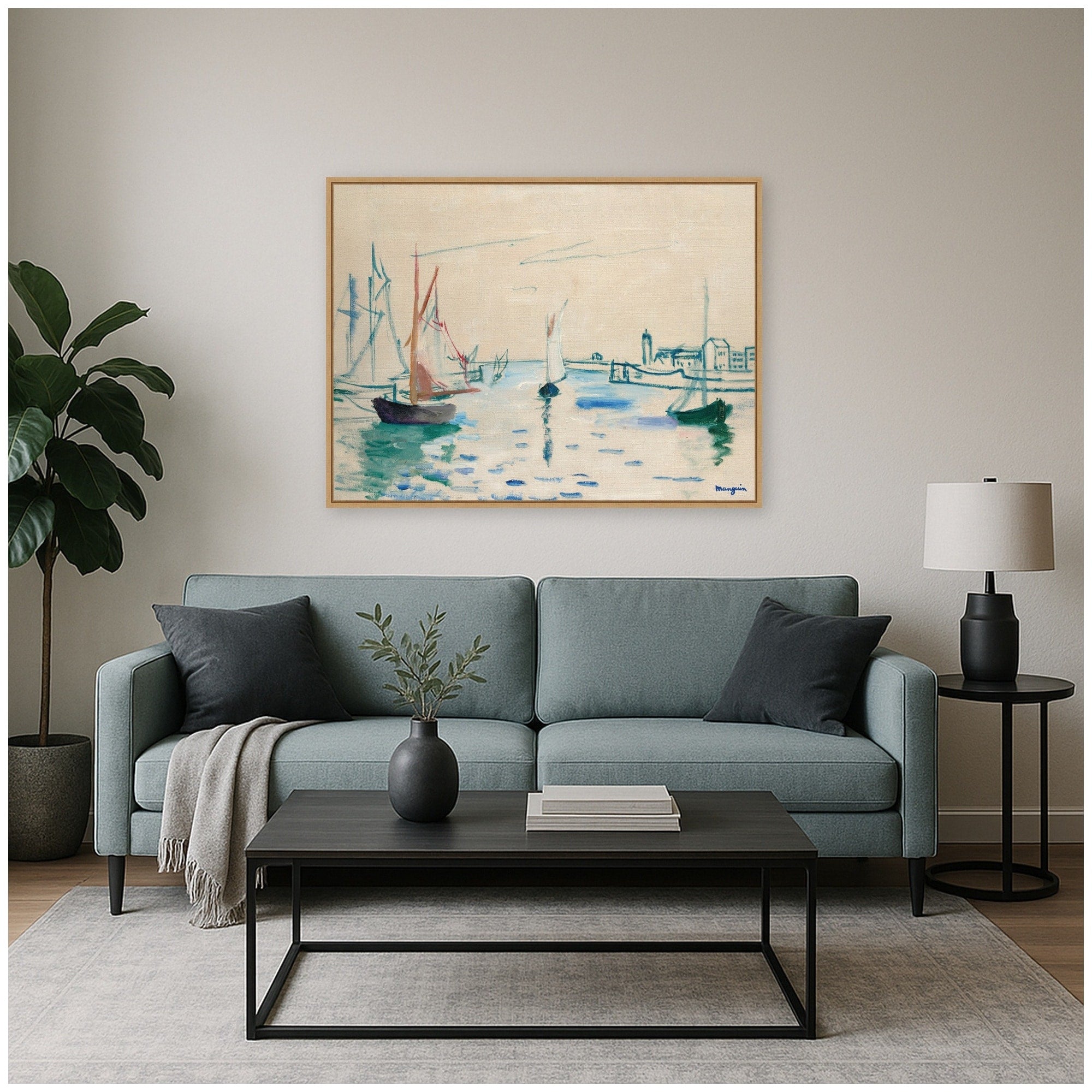 Kate And Laurel Honfleur Le Petit Port Henri Manguin By Nostalgia Prints Framed Canvas Wall Art Print