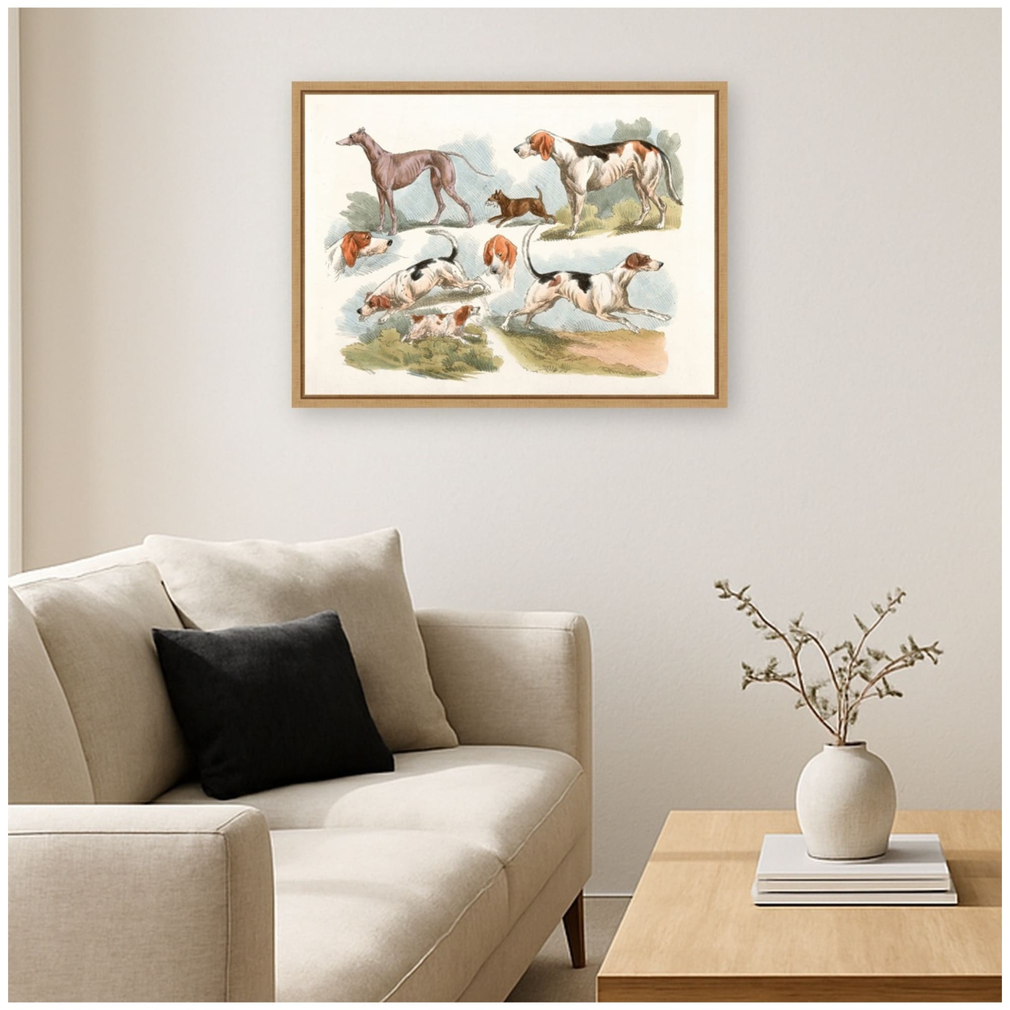 Kate And Laurel Hunting Dogs Henry Thomas Alken By Nostalgia Prints Framed Canvas Wall Art Print