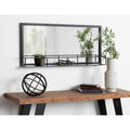 Kate And Laurel Jackson Black Metal Frame 18 X 40 Inch Mirror With Shelf