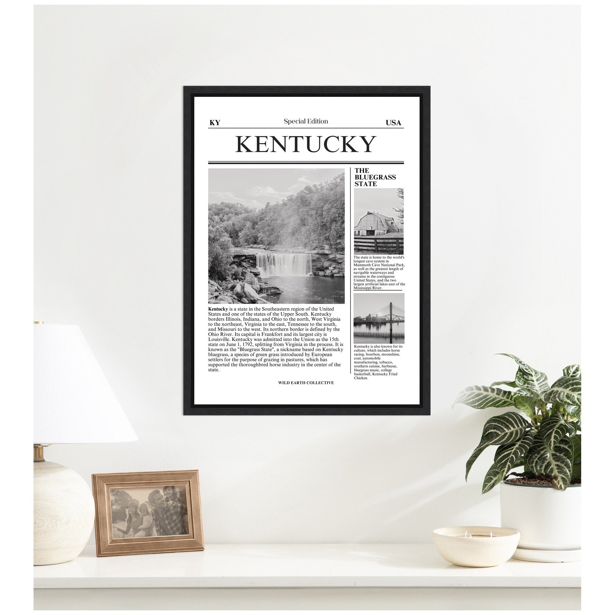 Kate And Laurel Kentucky Article By Megan Ryan Framed Canvas Wall Art Print
