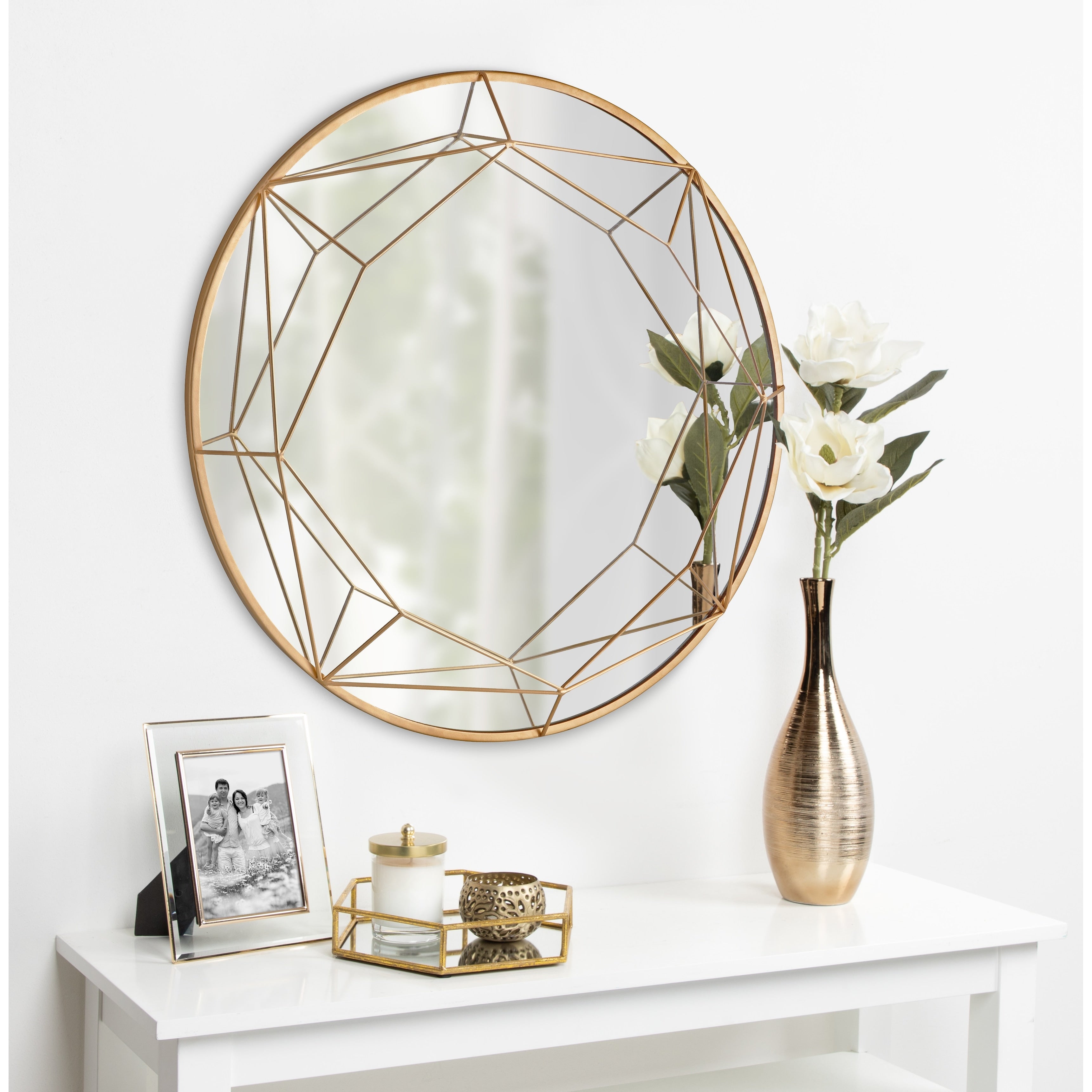 Kate And Laurel Keyleigh Round Metal Framed Wall Mirror Black 30 Diameter