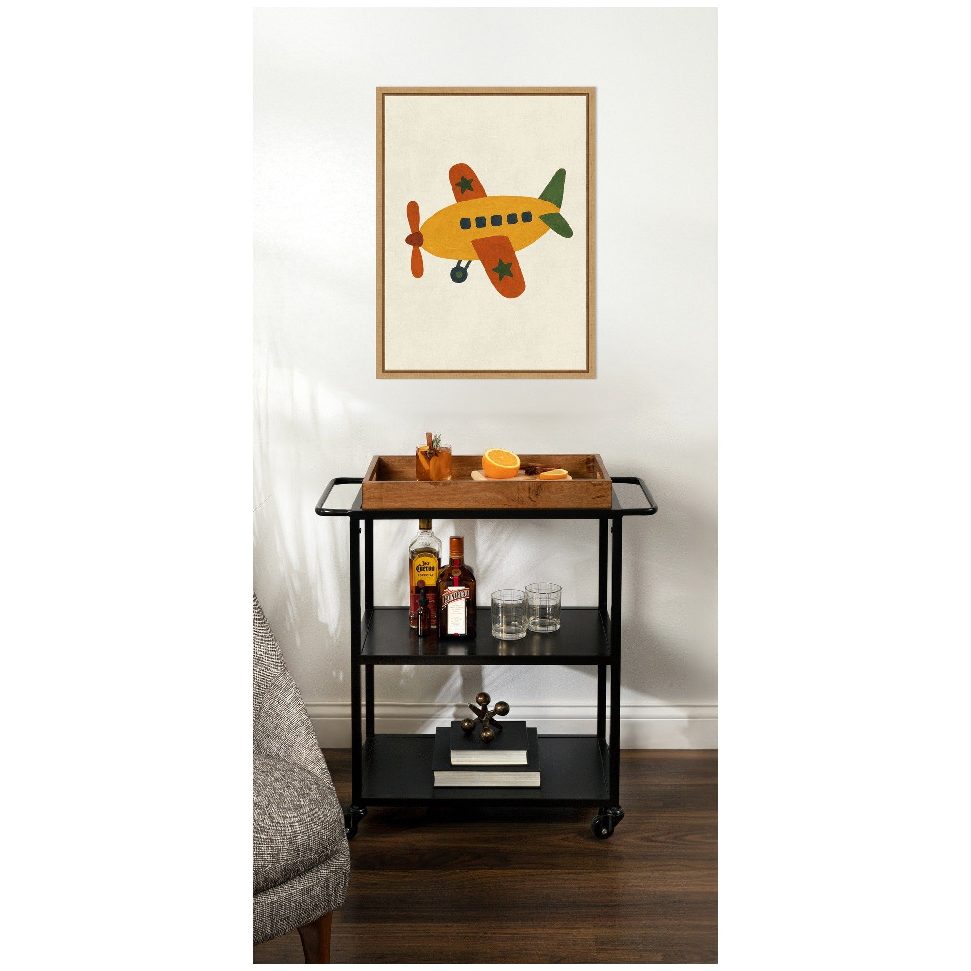 Kate And Laurel Kids Plane By Laura Moss Framed Canvas Wall Art Print