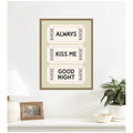 Kate And Laurel Kiss Me Goodnight Ticket Print Sage Green Wall Art Retro Poster By Lucky Guava Framed Canvas Wall Art Print