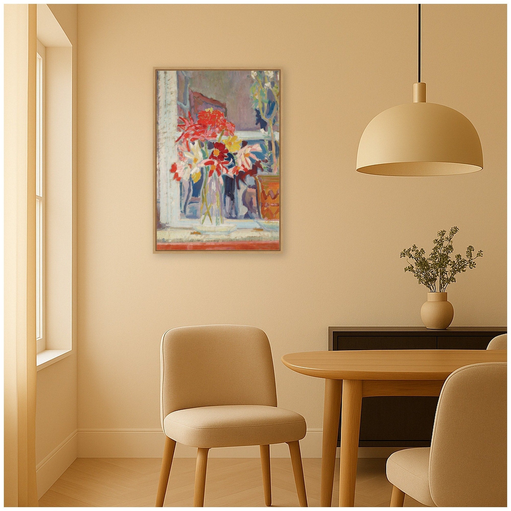 Kate And Laurel Kwiaty W Szklanym Wazonie Wojciech Weiss By Nostalgia Prints Framed Canvas Wall Art Print