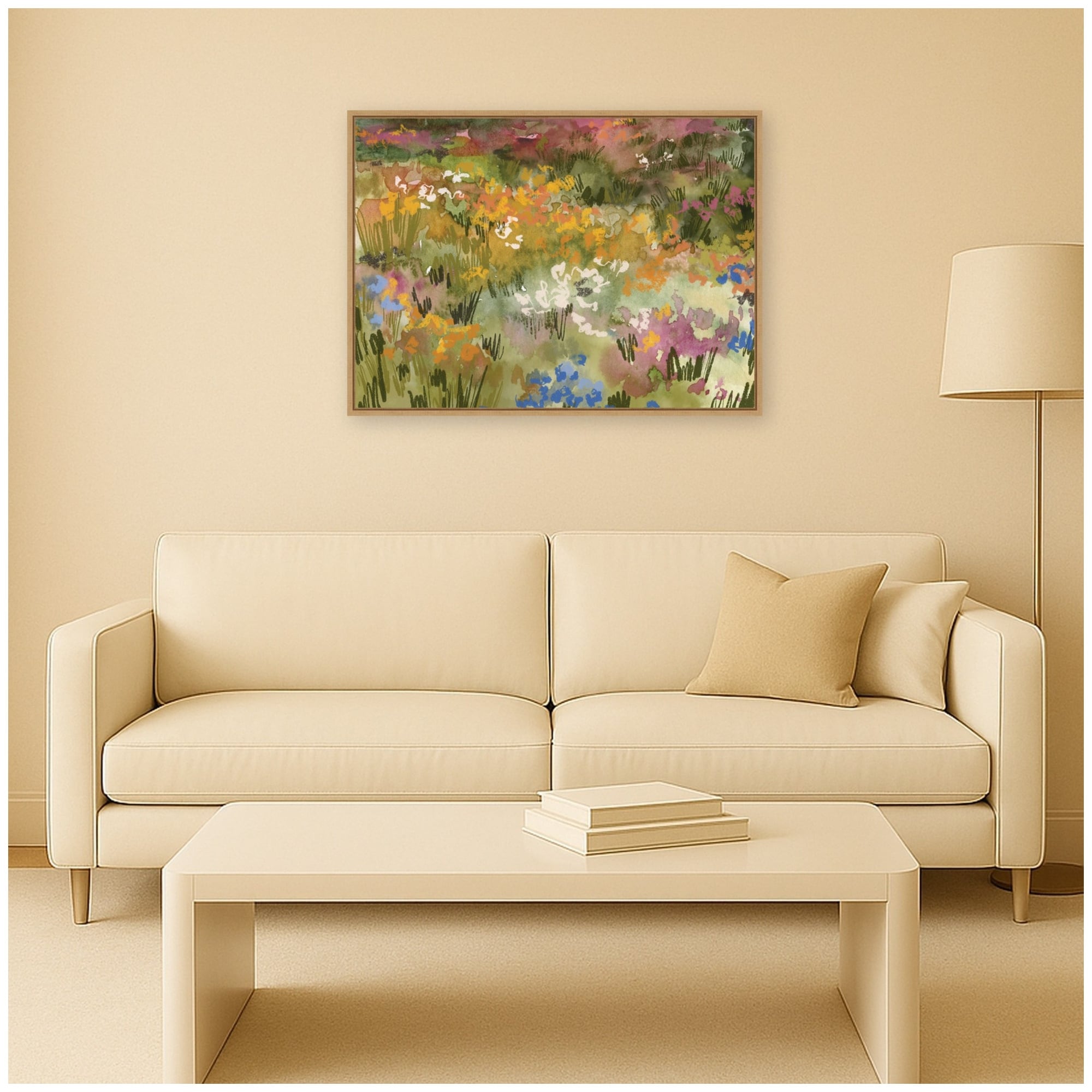 Kate And Laurel Landscape No 5 Horizontal By Annie Quigley Framed Canvas Wall Art Print