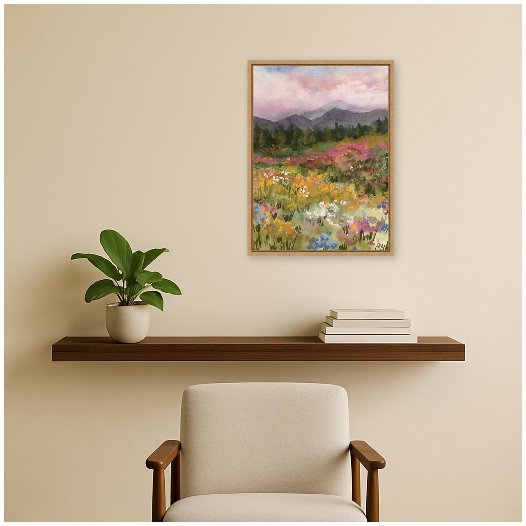 Kate And Laurel Landscape No 5 By Annie Quigley Framed Canvas Wall Art Print