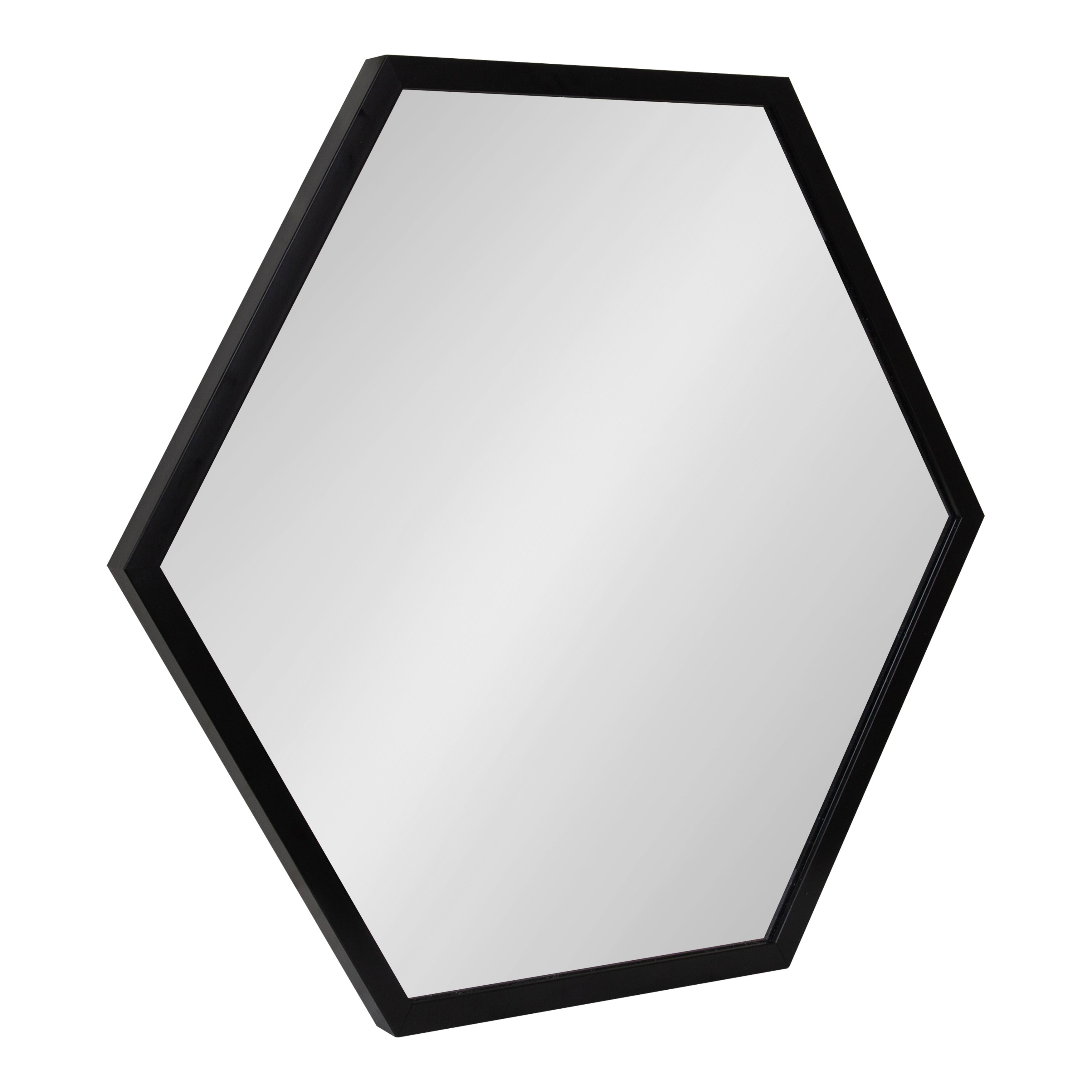 Kate And Laurel Laverty Framed Hexagon Wall Mirror Black 22X31