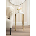 Kate And Laurel Lemaire Marble And Metal Drink Table 12X12X24