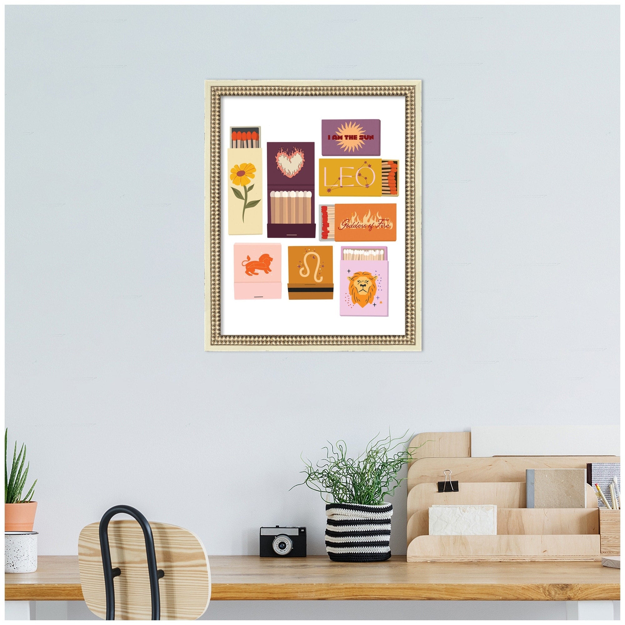 Kate And Laurel Leo Matchbooks 14X18 Fc By Megan Ryan Framed Wall Art Print