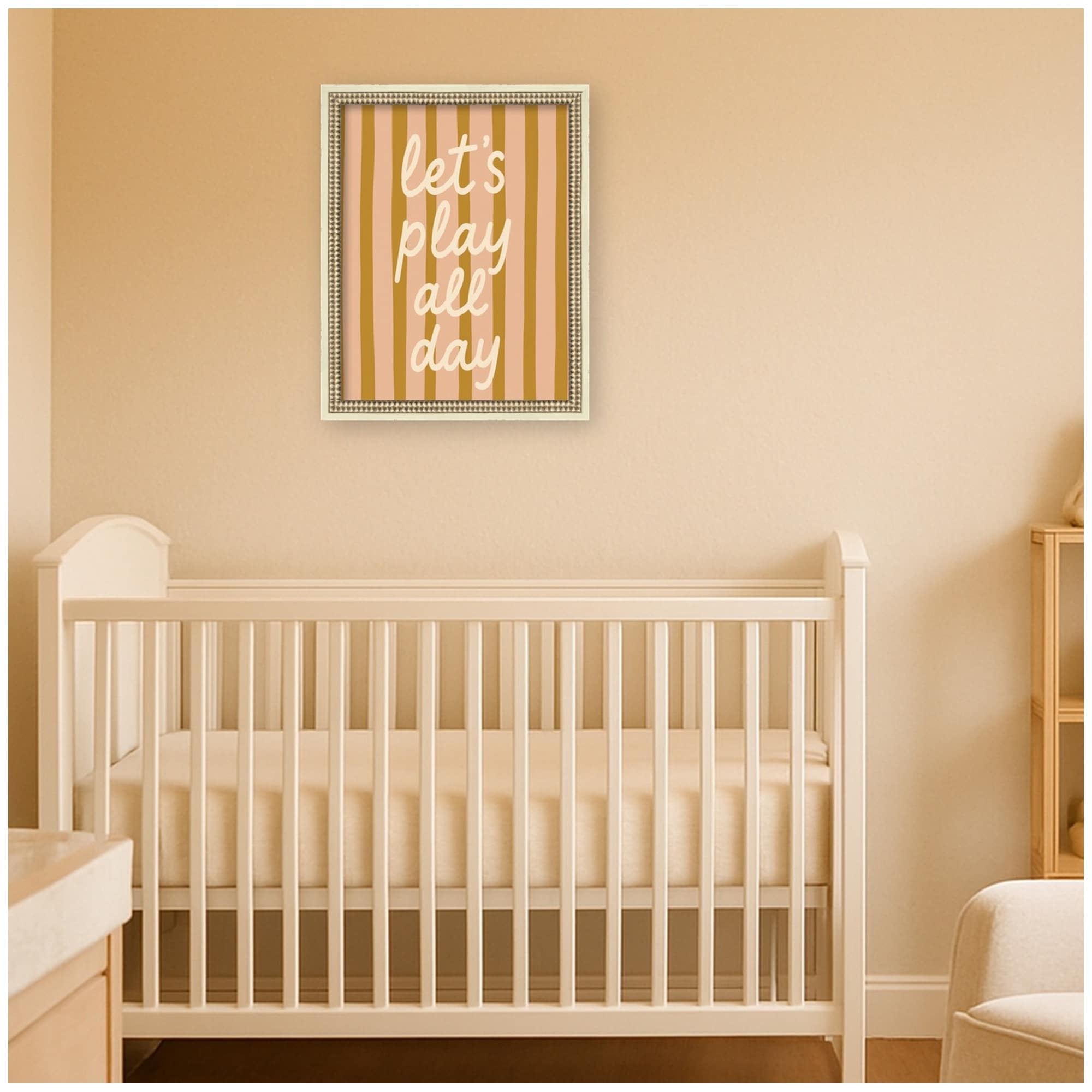 Kate And Laurel Lets Play All Day By Laura Moss Framed Mounted Canvas Wall Art Print