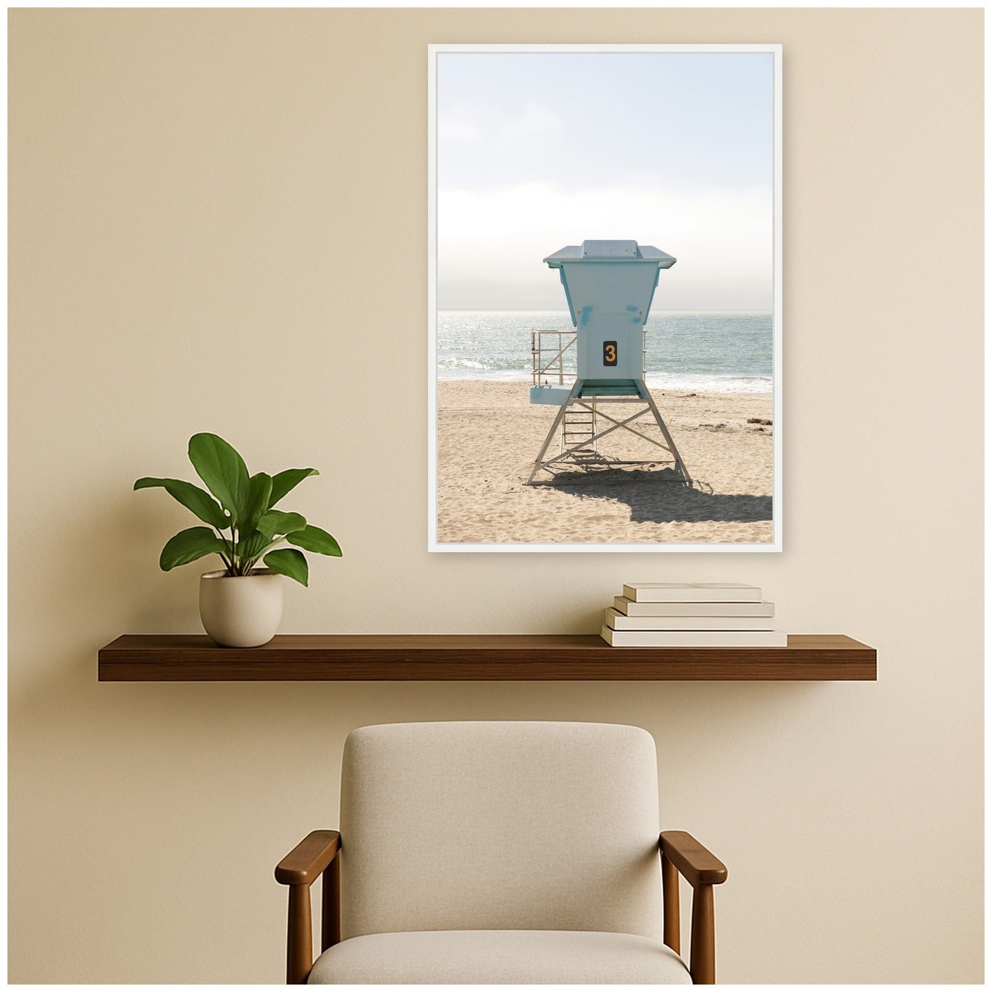 Kate And Laurel Lifeguard Tower 2 By Crystal Lynn Collins Framed Canvas Wall Art Print
