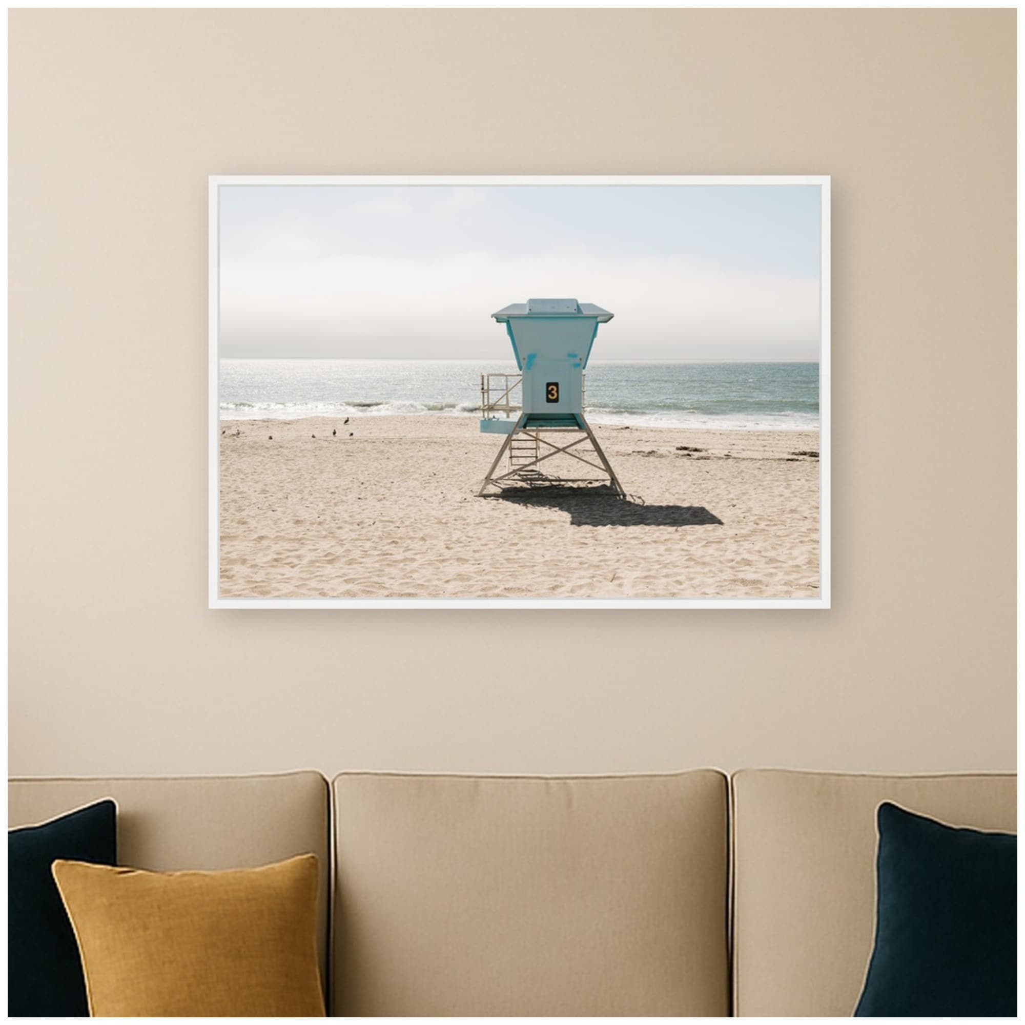 Kate And Laurel Lifeguard Tower By Crystal Lynn Collins Framed Canvas Wall Art Print