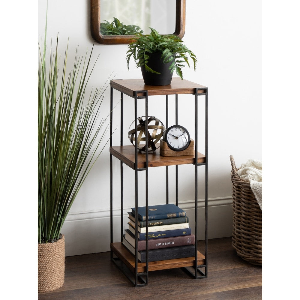 Kate And Laurel Lintz Wood And Metal Tea Table 12X12X30