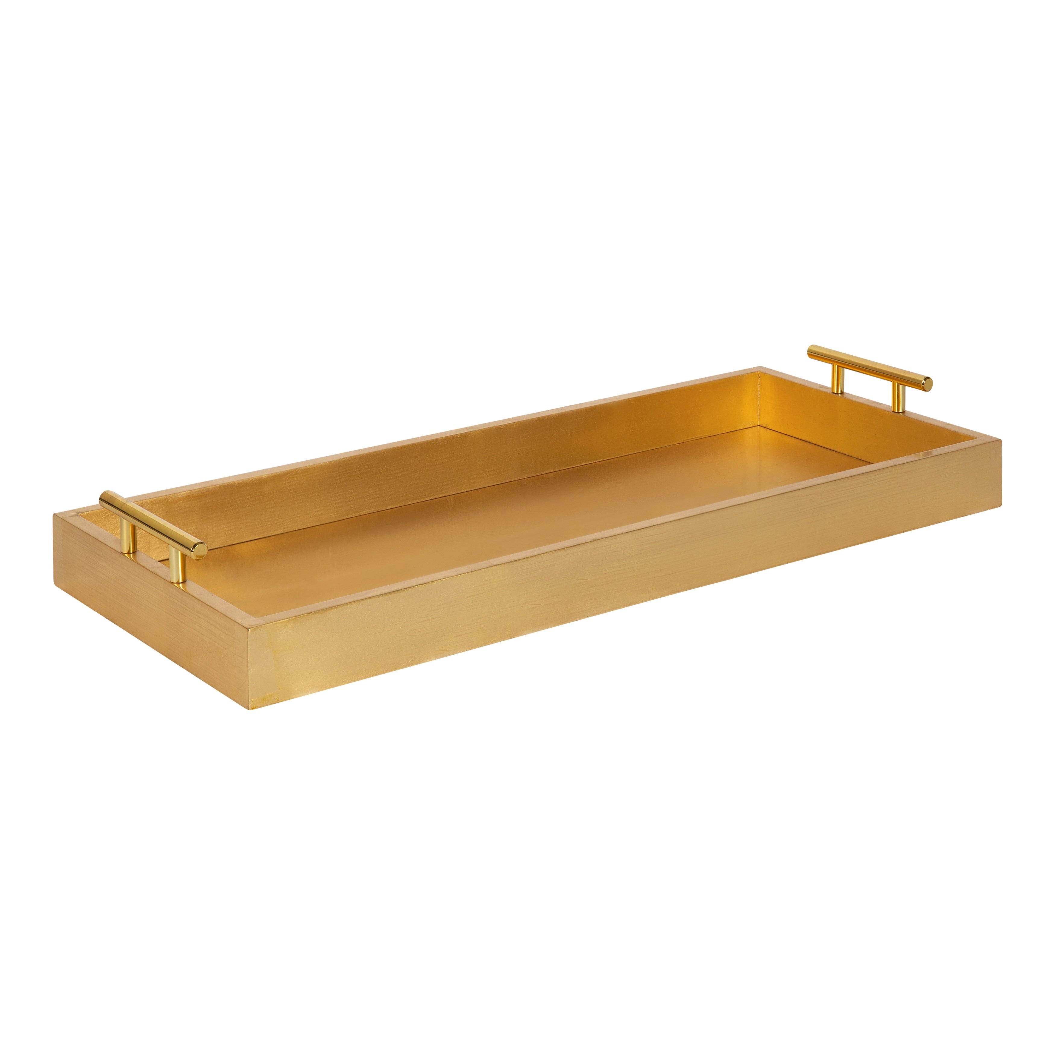Kate And Laurel Lipton Narrow Rectangle Wood Accent Tray 10X24