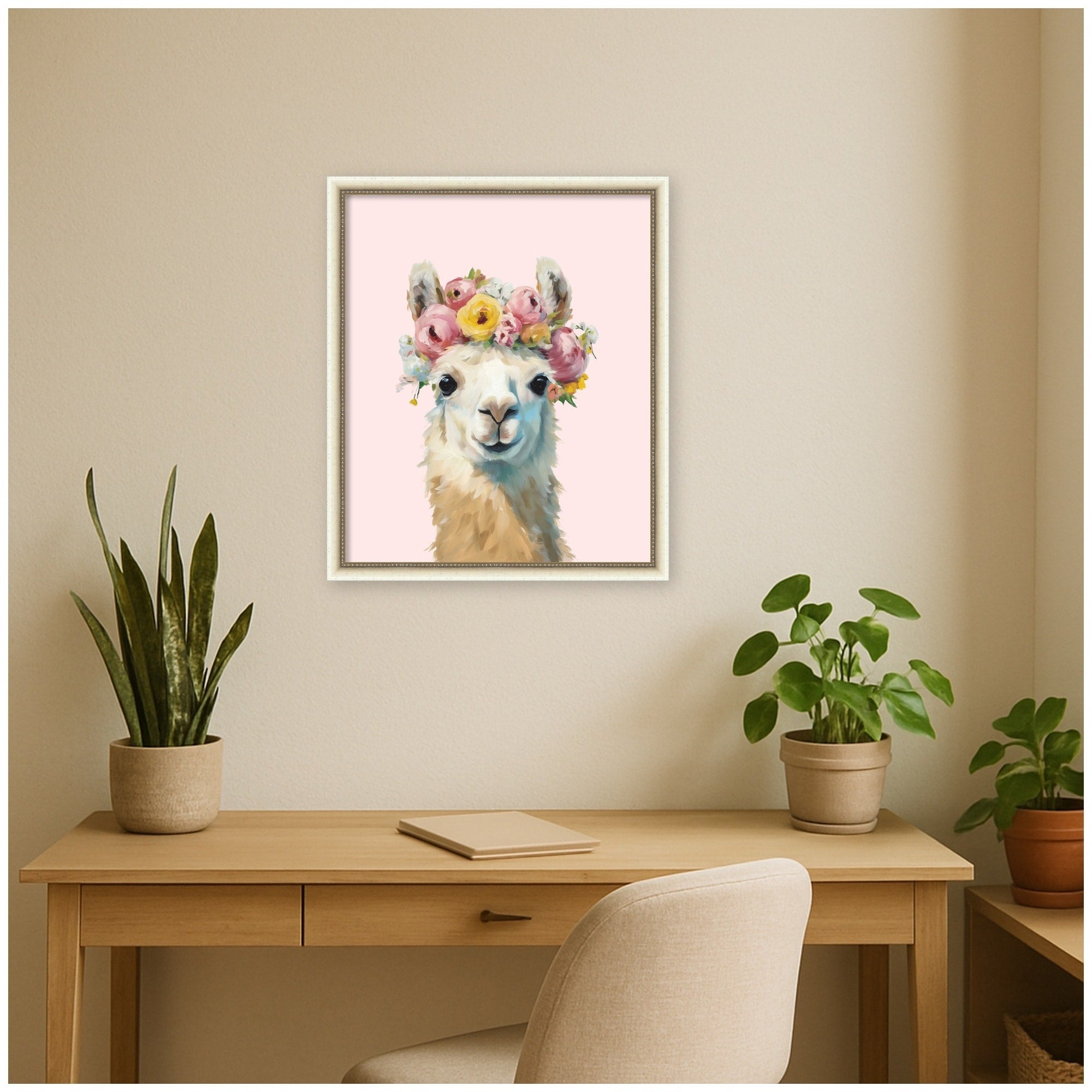 Kate And Laurel Llama By Honey Island Studio Framed Mounted Canvas Wall Art Print
