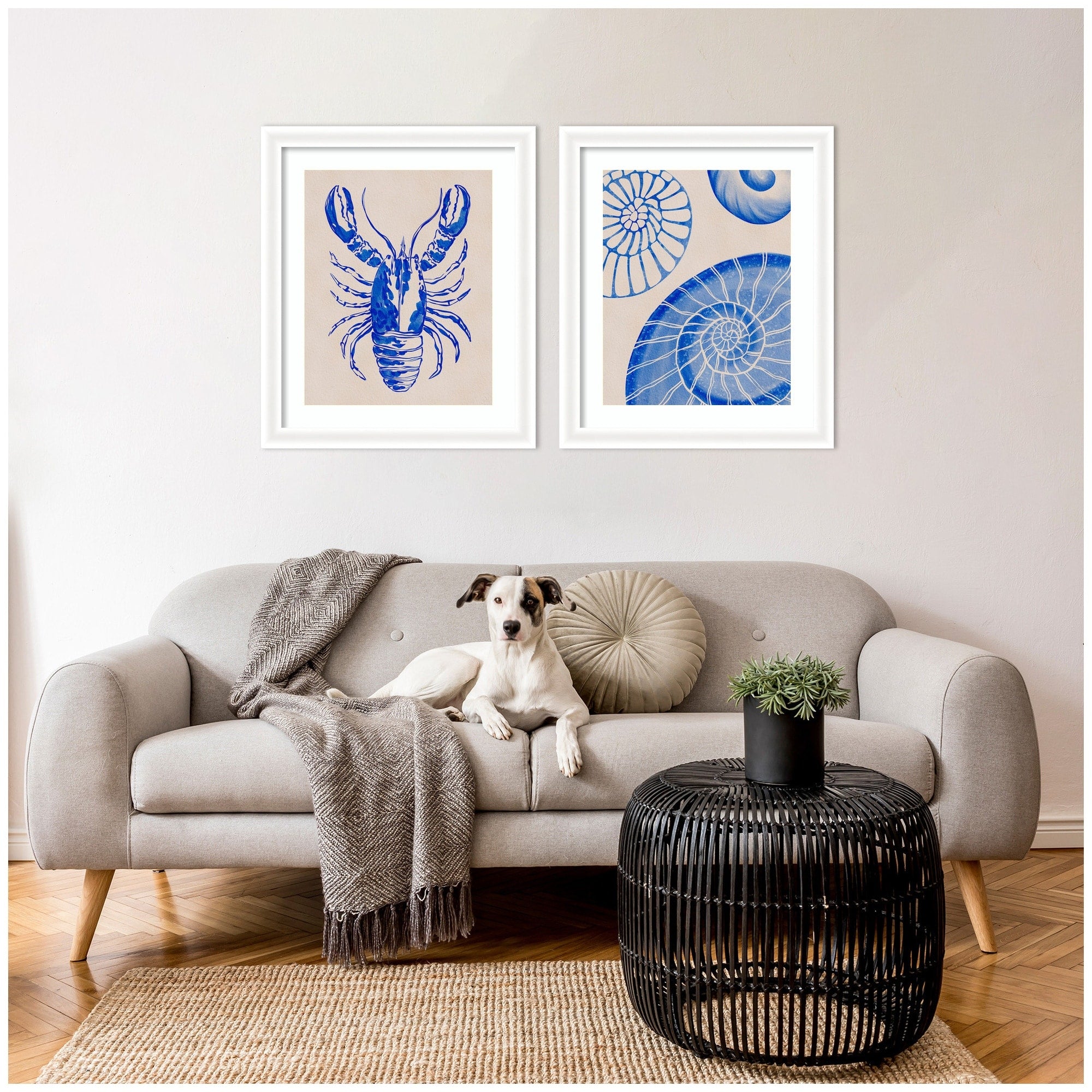 Kate And Laurel Lobster Ocean Charms 2 Piece Framed Wall Art Print Set By Nikita Jariwala