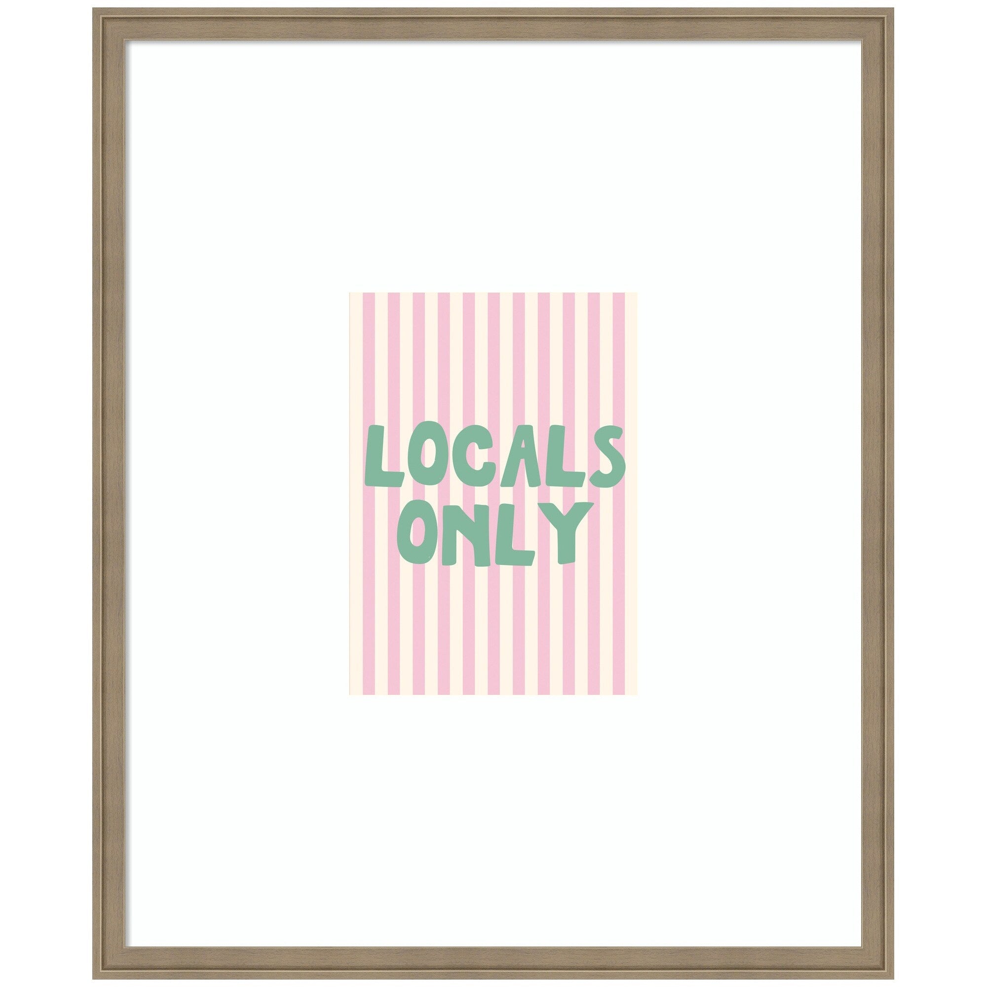 Kate And Laurel Locals Only Green And Pink Stripes By Megan Ryan Framed Wall Art Print