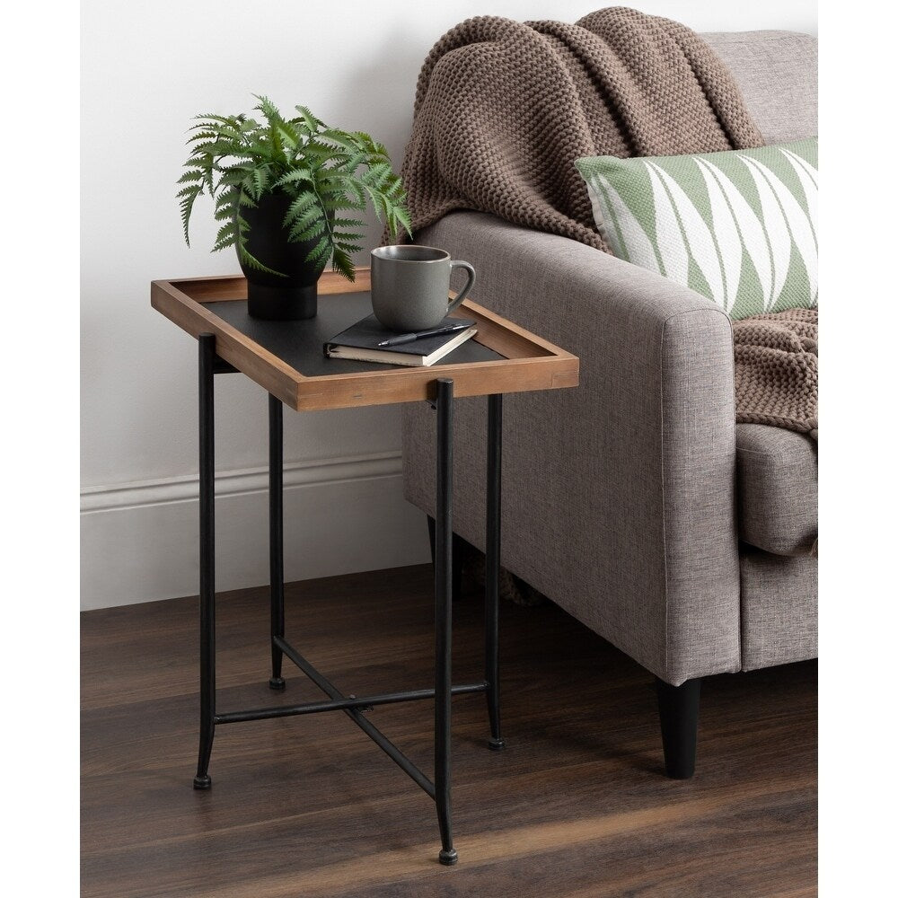 Kate And Laurel Macabe Wood And Iron Accent Table 19.75X13.5X23.25
