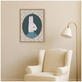 Kate And Laurel Male Rabbit Portrait Blue Clovers By Molly Dillon From The Lil Dills Shop Framed Canvas Wall Art Print